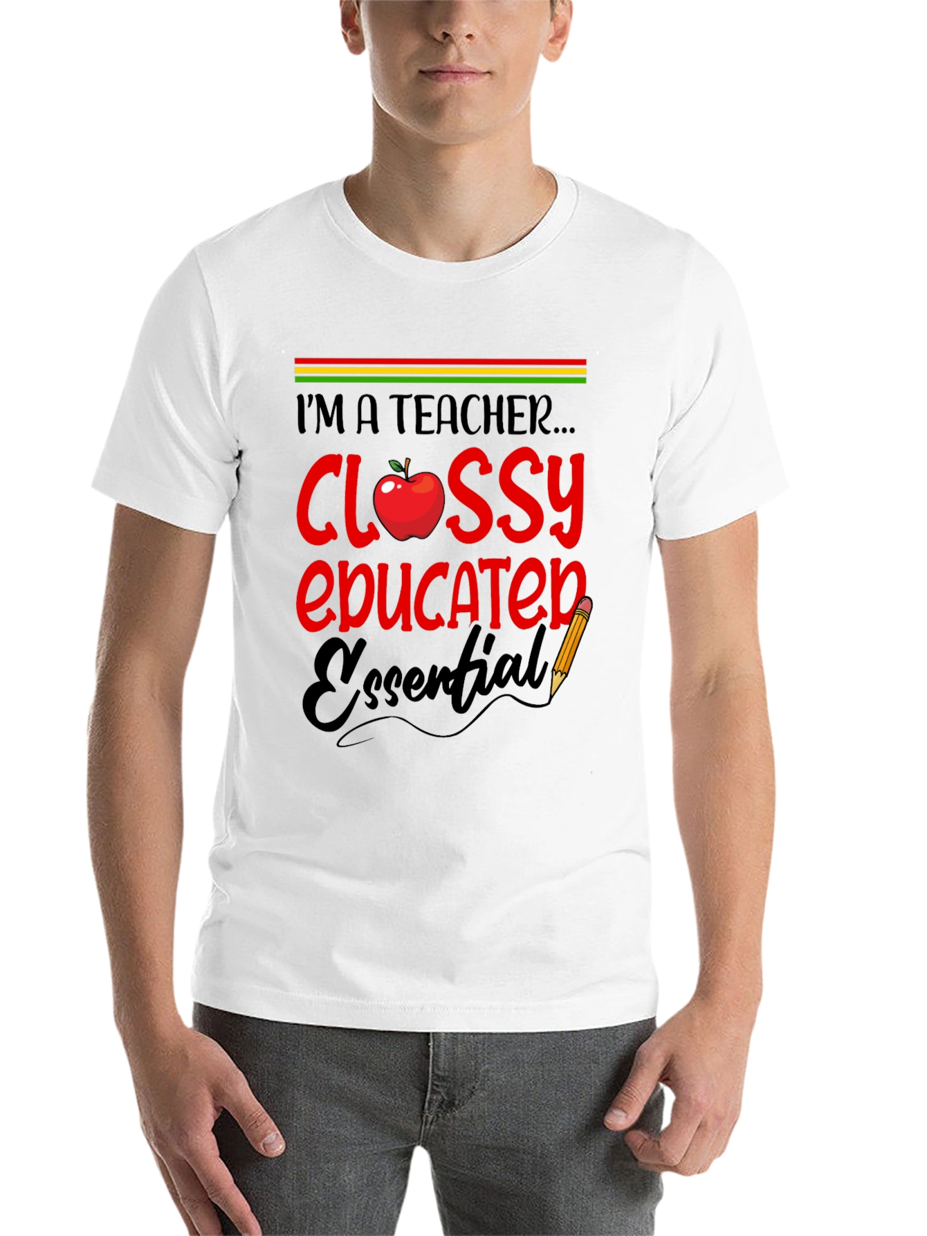 Black Teacher Glossy Educated Essential T-Shirt view 14