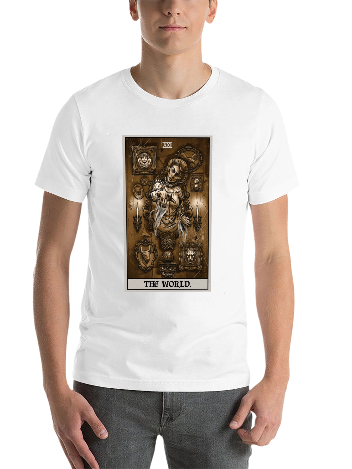Black The World Tarot Card Black T-Shirt view 14