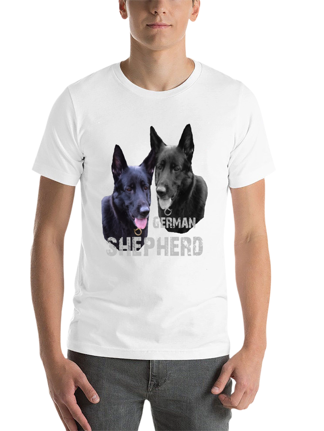 Black German Shepherd Dog Graphic Print Black T-Shirt view 14