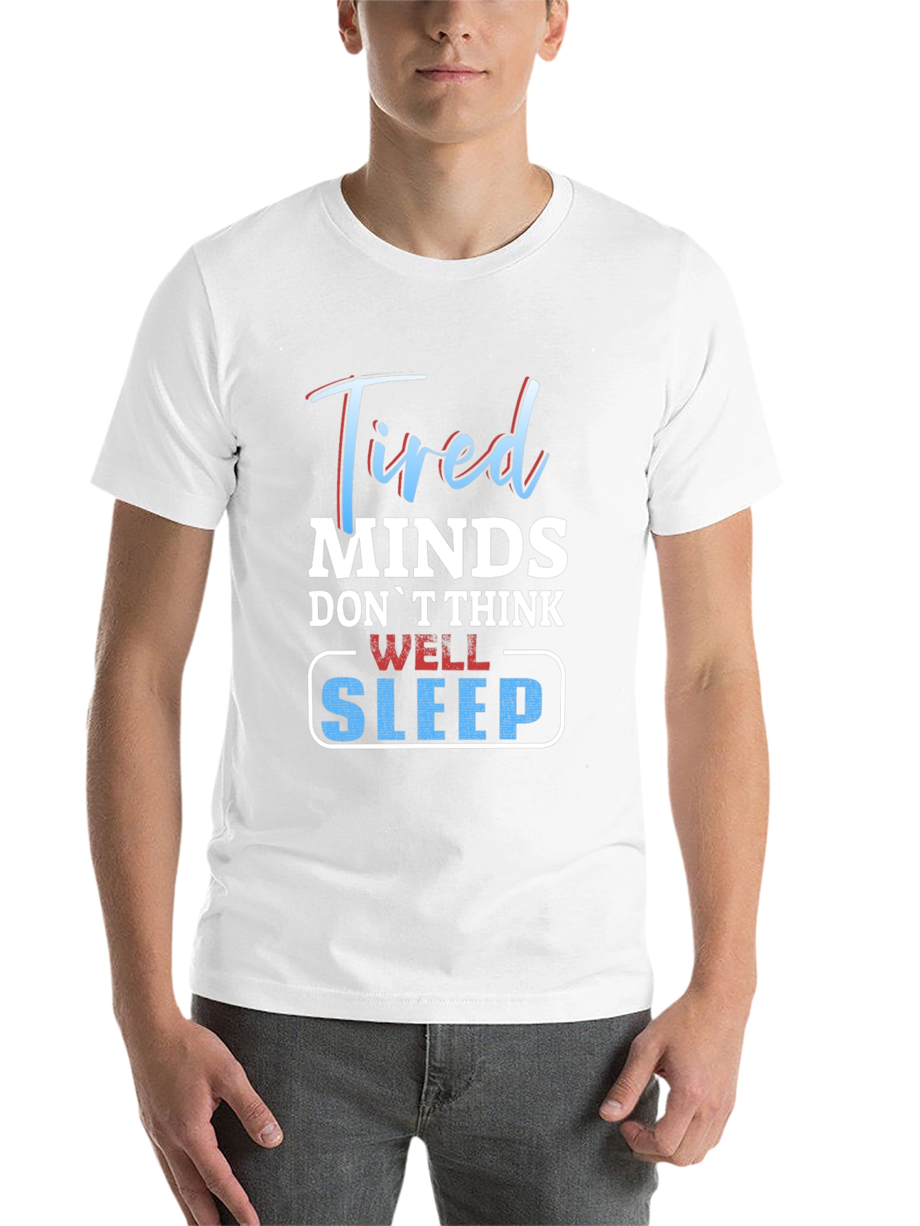 Black Tired Minds Sleep Well Graphic T-Shirt view 14