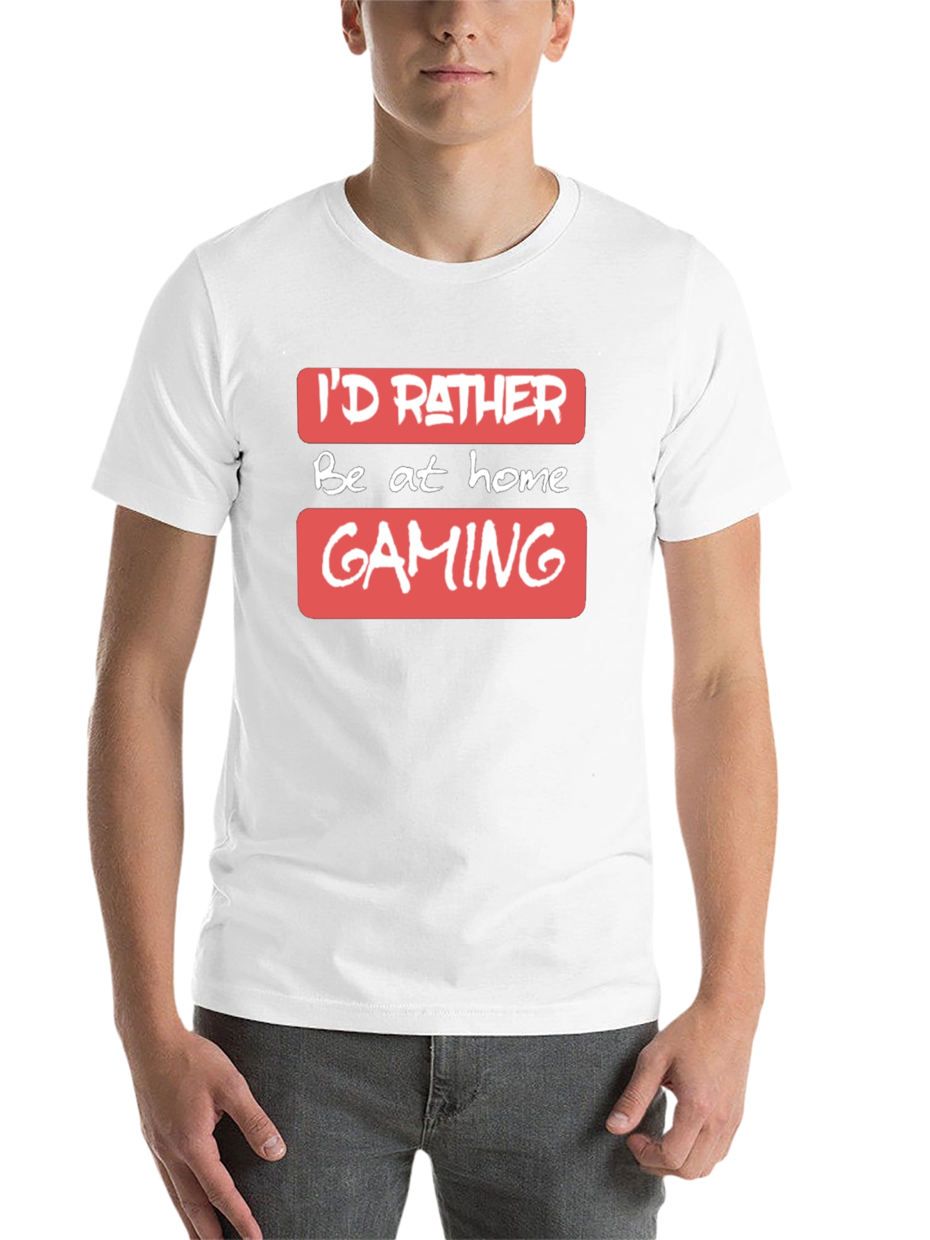 Black I'd Rather Be At Home Gaming - T-Shirt view 14