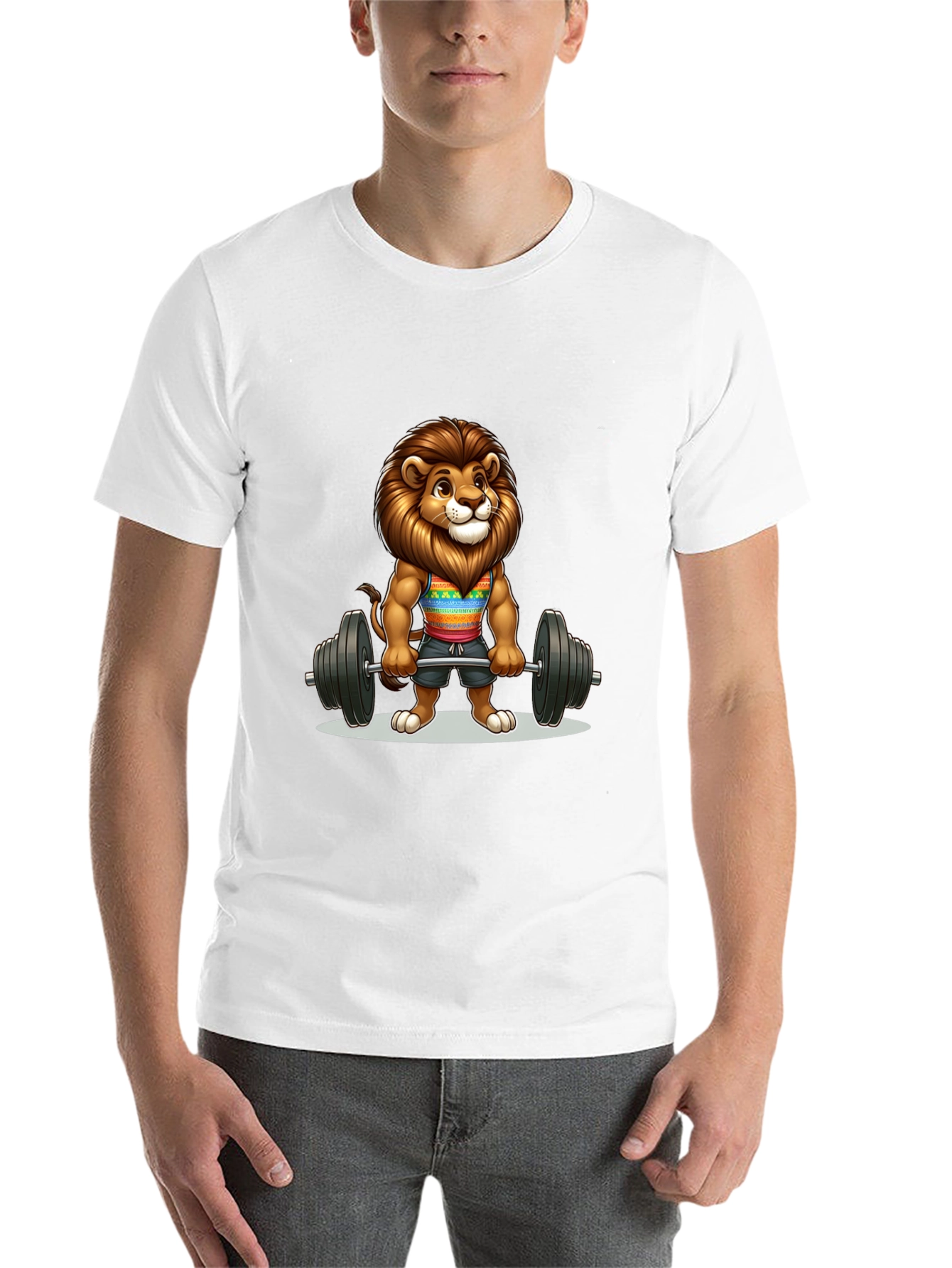 Black Lion Gym T-Shirt - Cartoon Animal Workout Tee view 14
