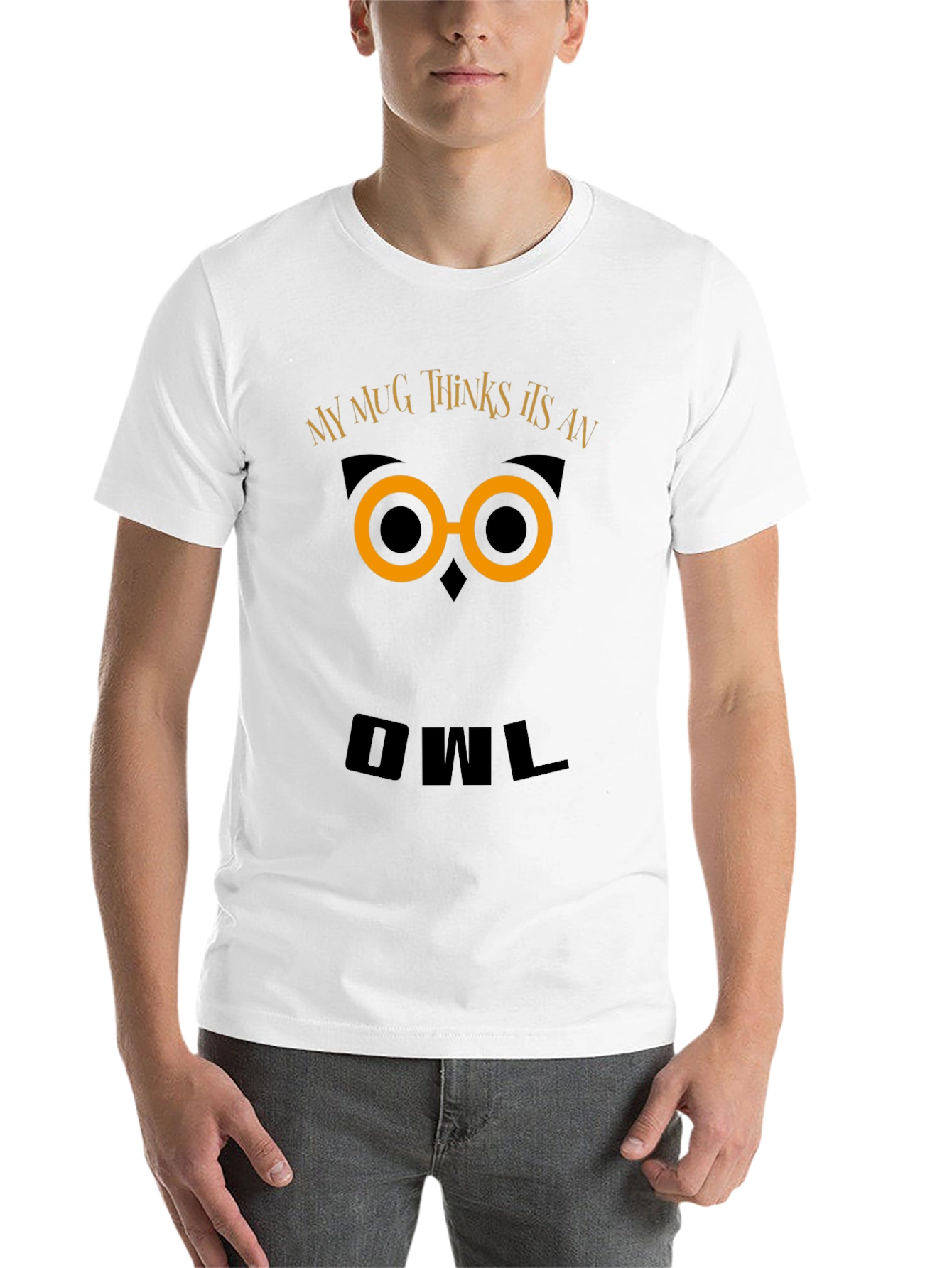 Black Funny Owl Graphic T-Shirt - My Mug Thinks It's An Owl view 14
