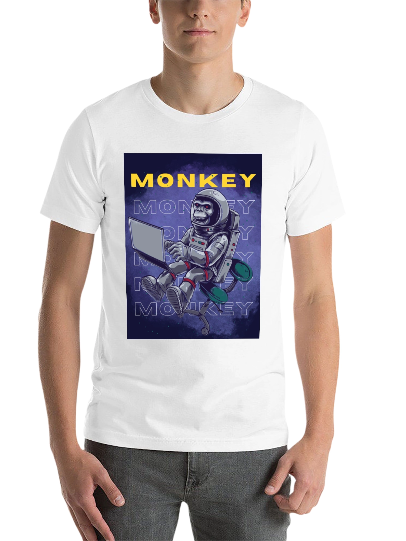 Black Monkey Astronaut Graphic Tee - Novelty Design view 14