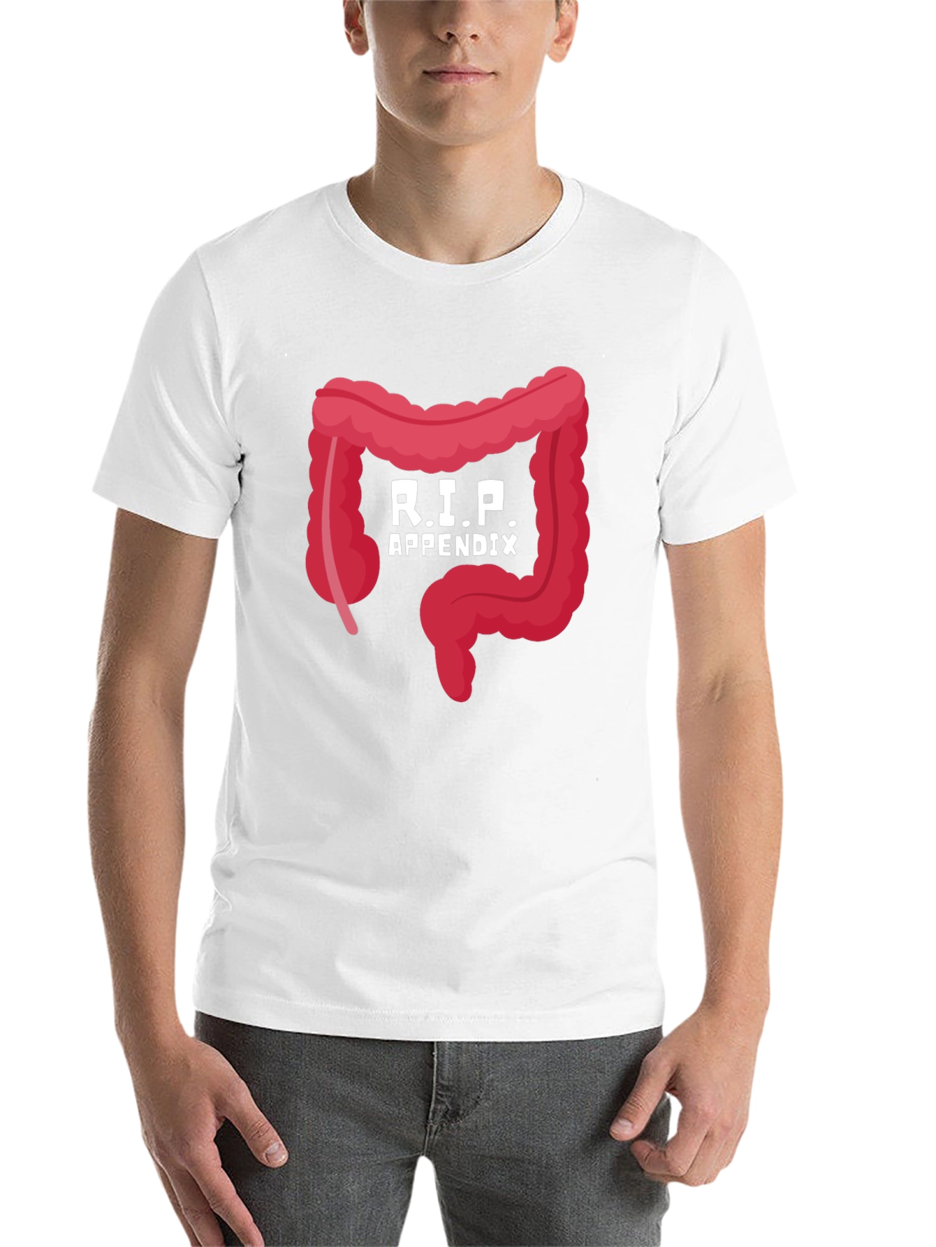 Black R.I.P. Appendix Funny Graphic T-Shirt view 14