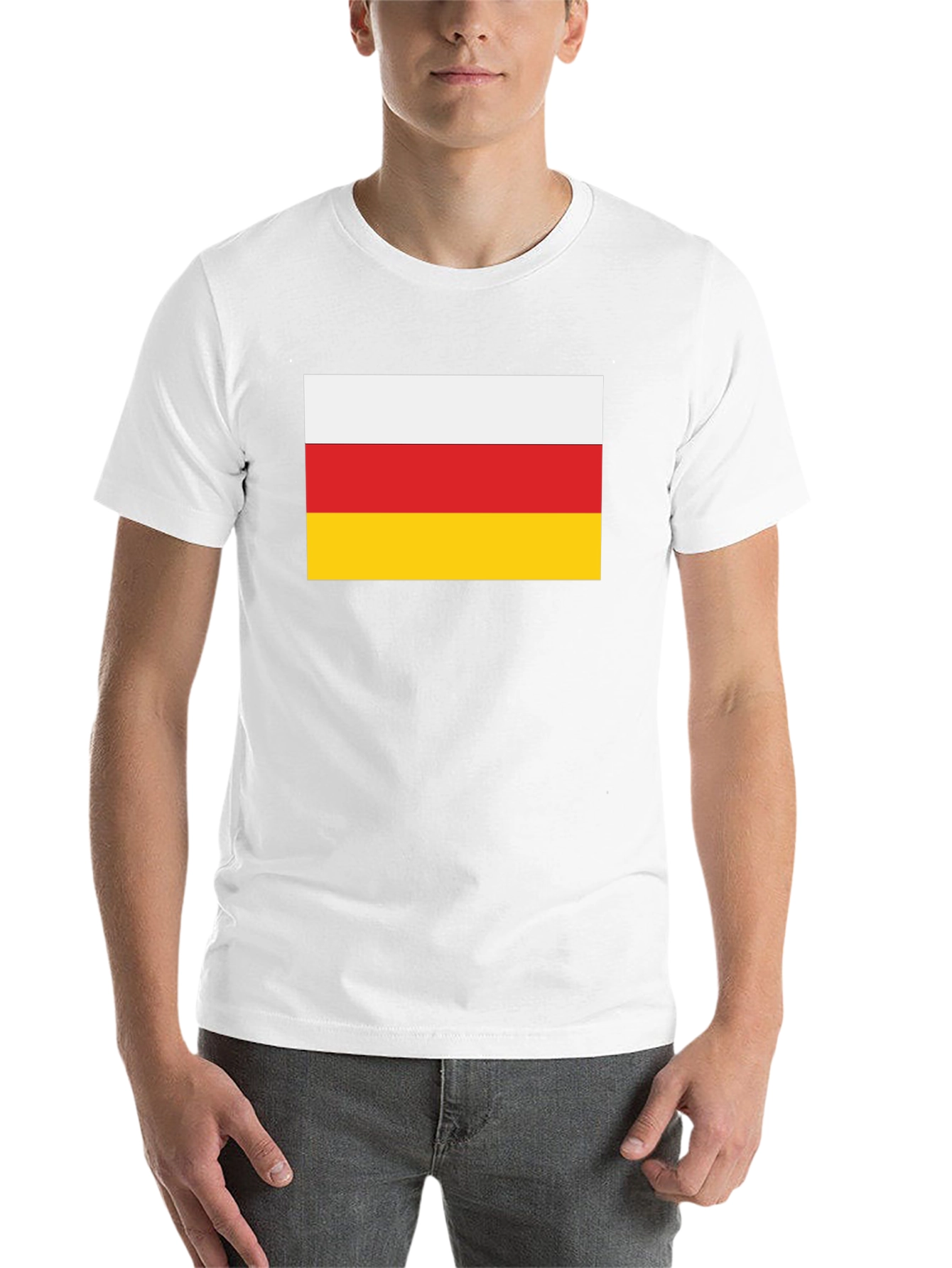 South Ossetia Flag T-Shirt - Black Crew Neck Tee - 14