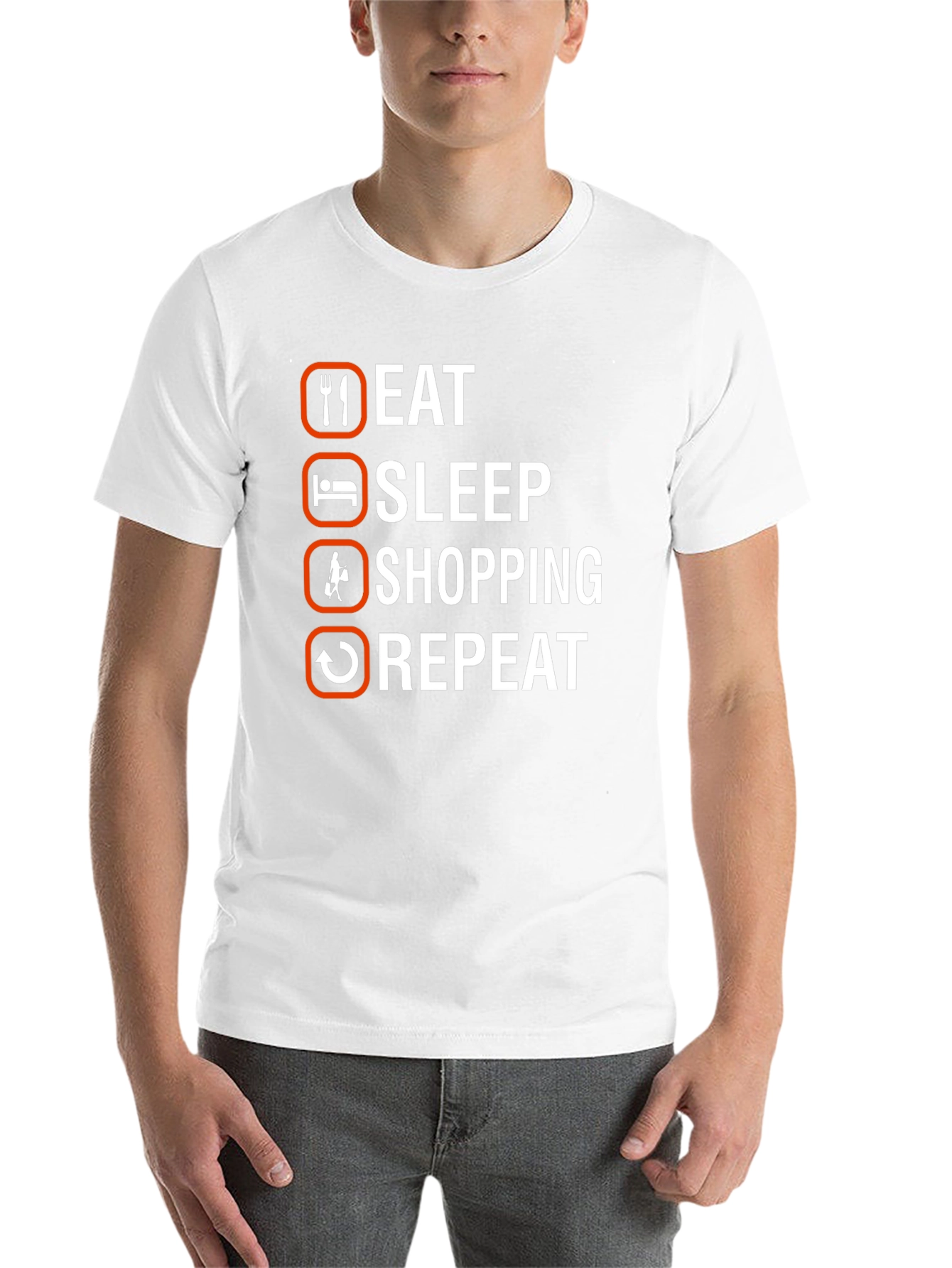 Black Eat Sleep Shopping Repeat T-Shirt view 14