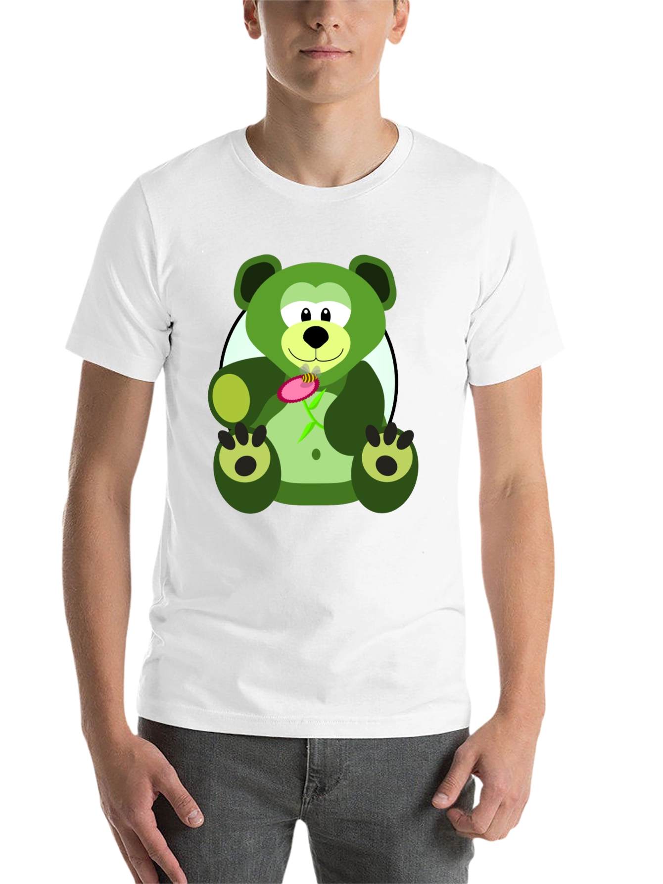 Black Green Bear Graphic Tee - Men's Black T-Shirt view 14