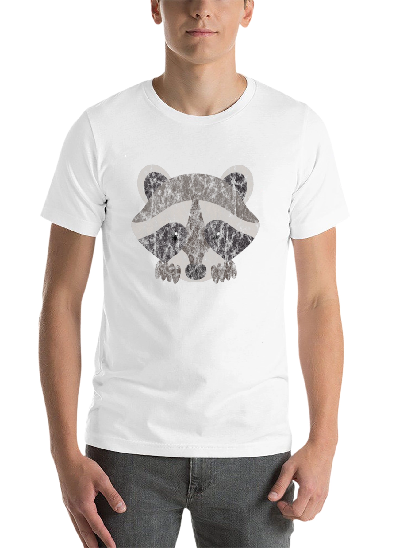 Black Cute Raccoon Graphic Tee - Men's Black T-Shirt view 14