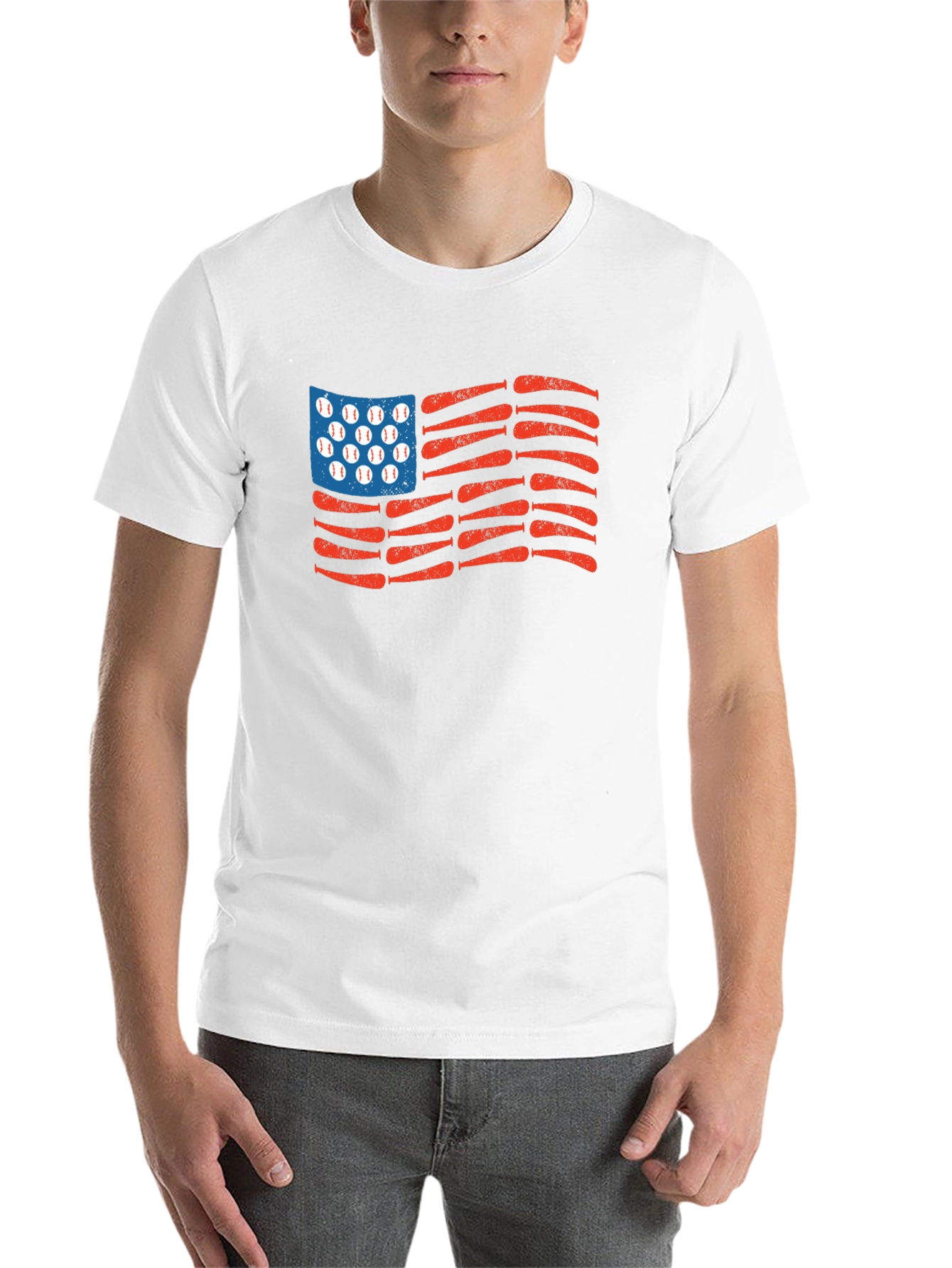 Black American Baseball Flag T-Shirt view 14