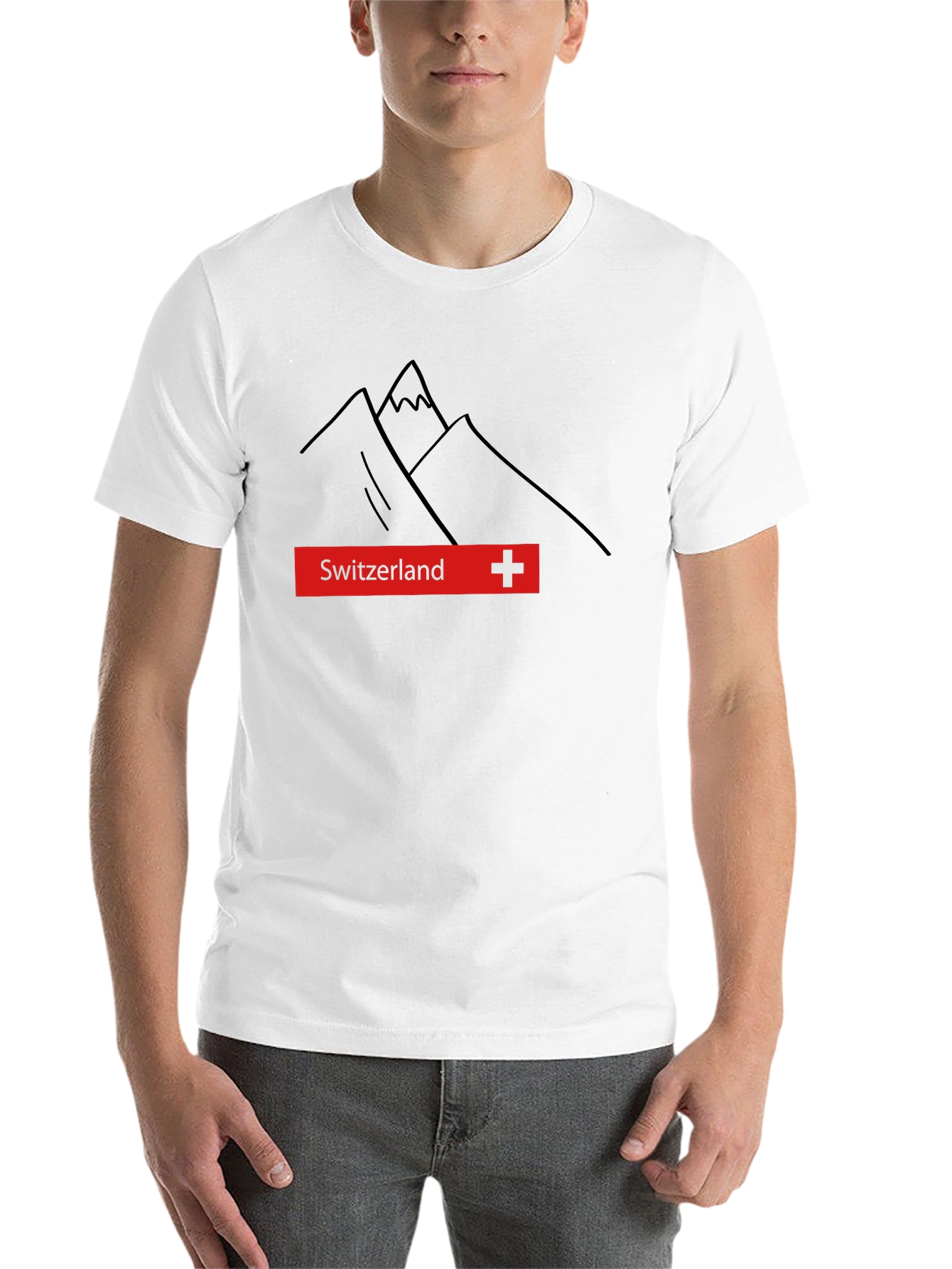 Black Switzerland Mountain Graphic Tee - Black Cotton T-Shirt view 14