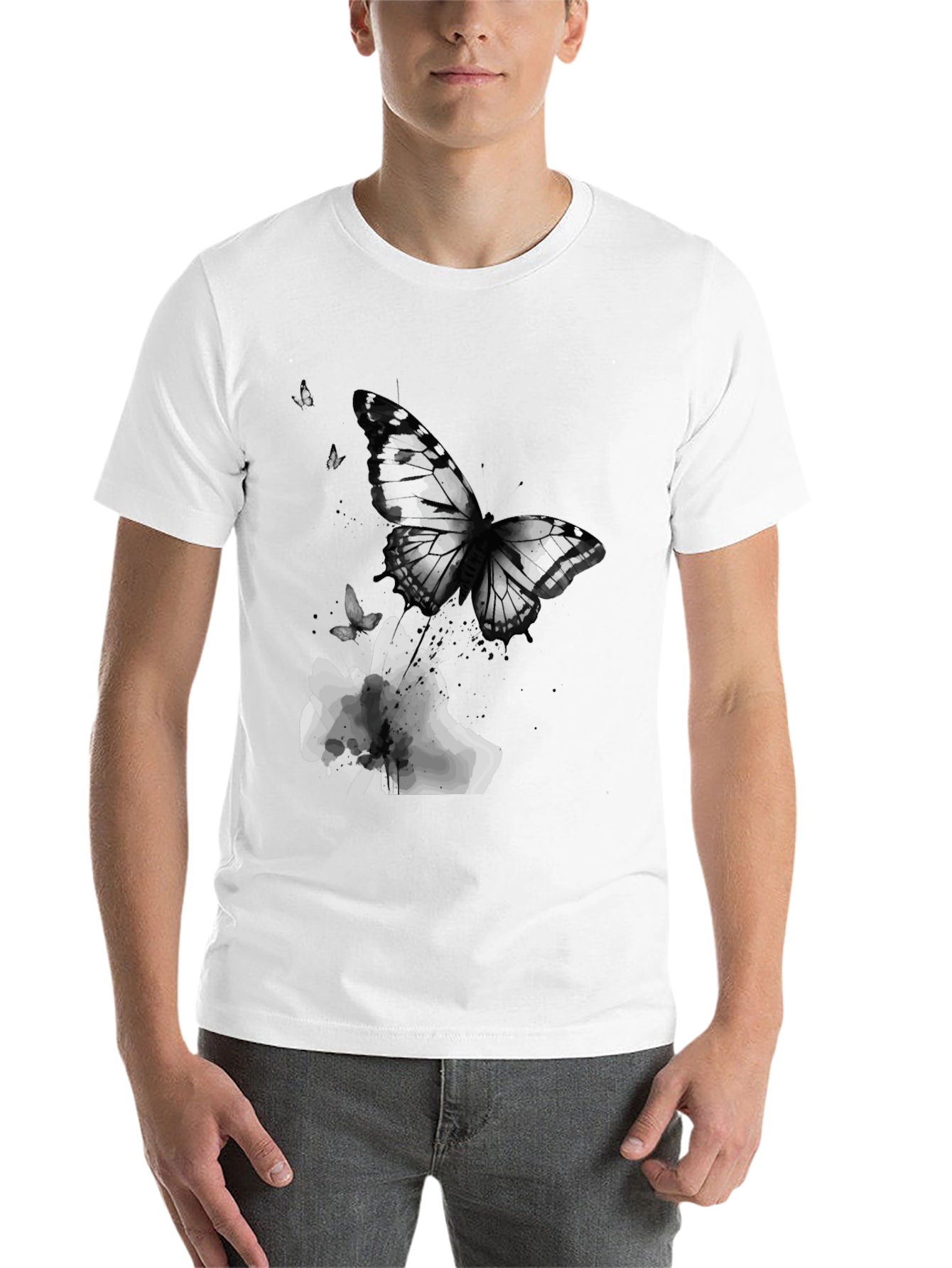 Black Butterfly Graphic Print Men's T-Shirt view 14