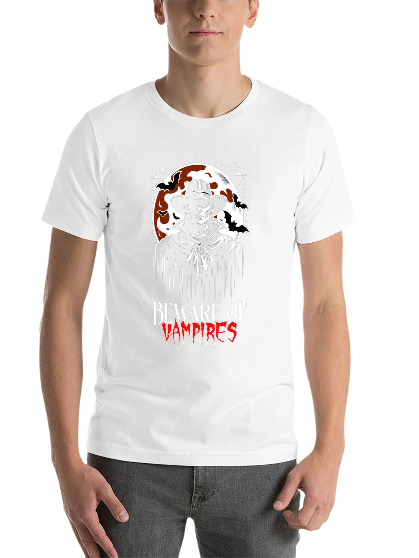 Black Beware of Vampires Graphic T-Shirt Halloween view 14