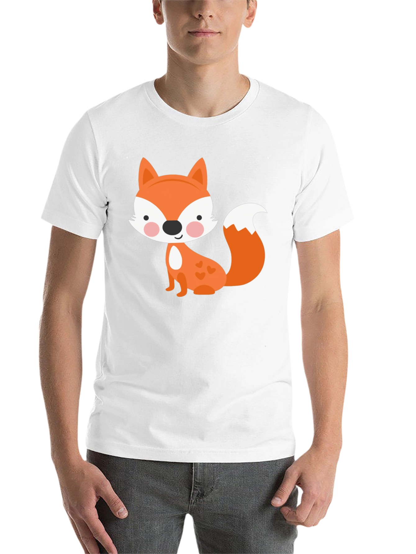 Black Cute Fox Graphic Tee - Fun & Playful Black T-Shirt view 14