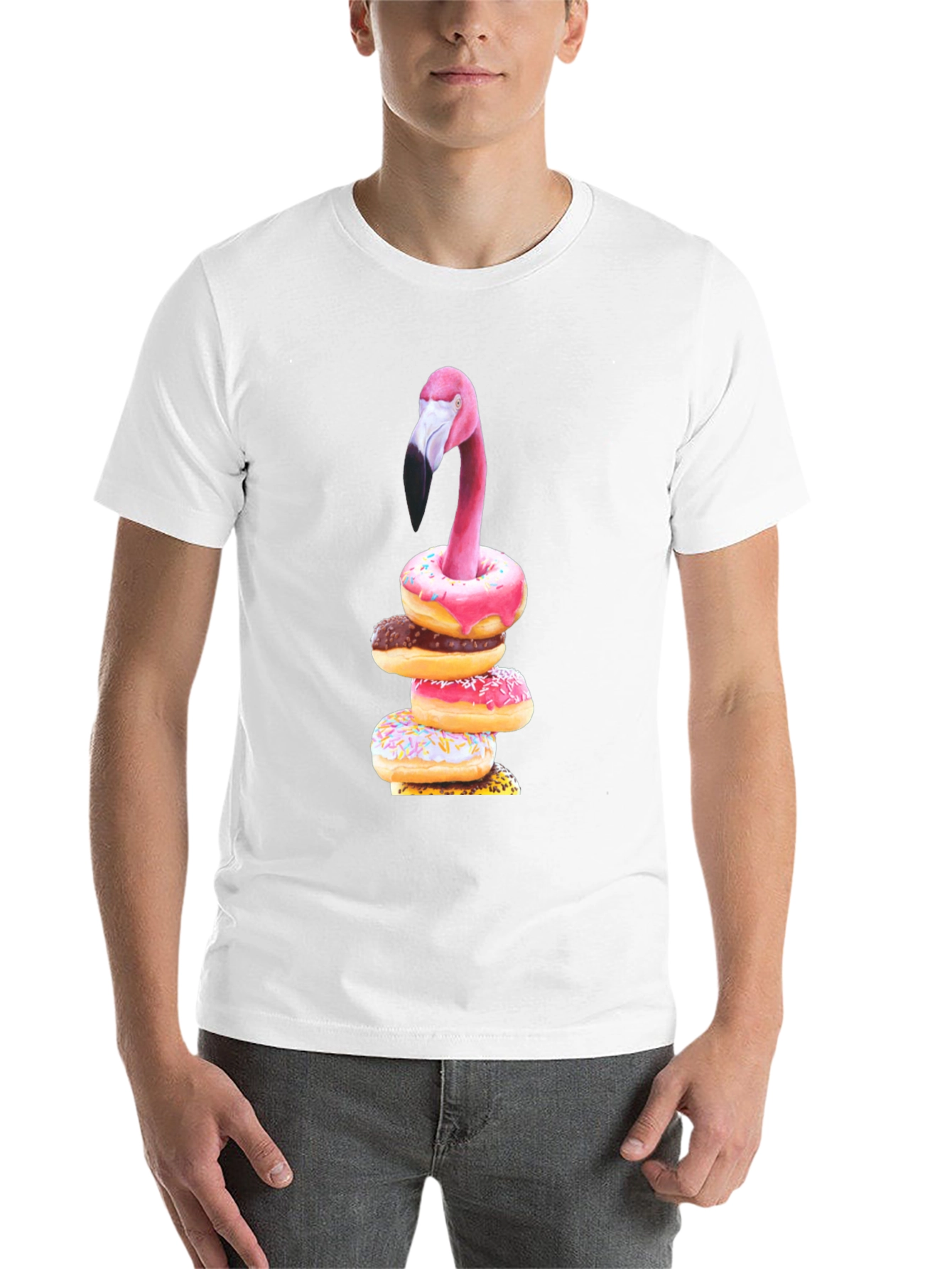 Black Flamingo Donut Stack Graphic Tee view 14