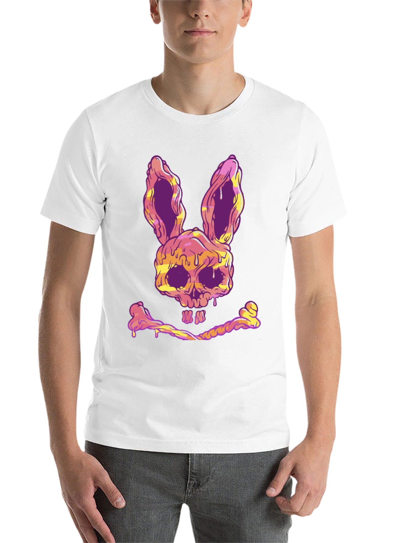 Black Skull Bunny T-Shirt - Edgy Graphic Tee view 14