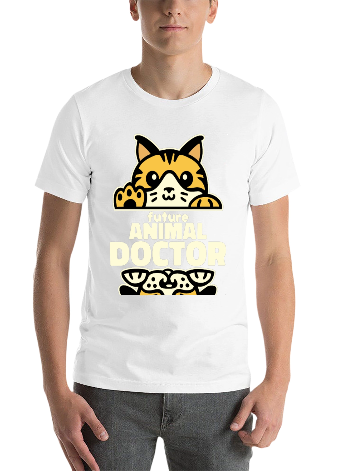 Black Future Animal Doctor T-Shirt - Cute Cat Design view 14