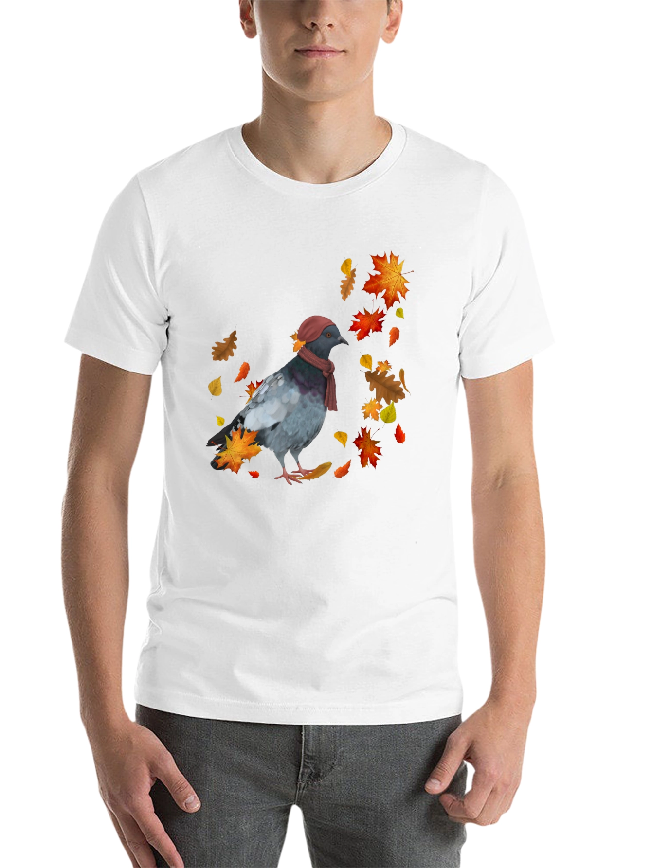 Black Pigeon Fall T-Shirt - Autumn Bird Tee view 14