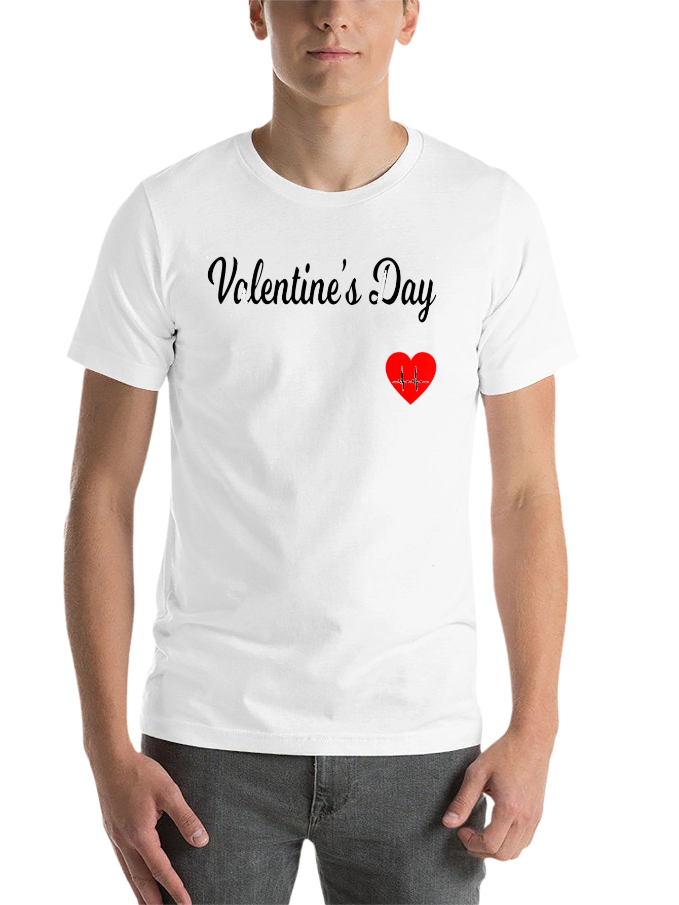 Black Valentine's Day Heartbeat T-Shirt view 14