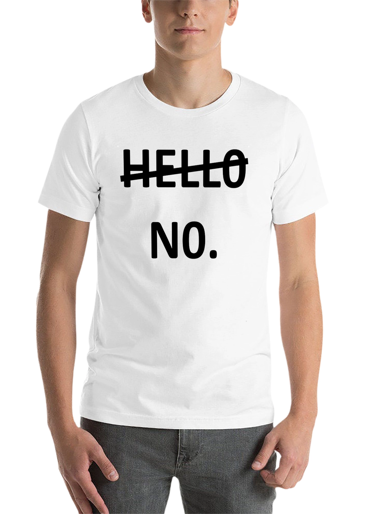 Black Hello NO! Graphic Tee - Black Cotton Casual T-Shirt view 14