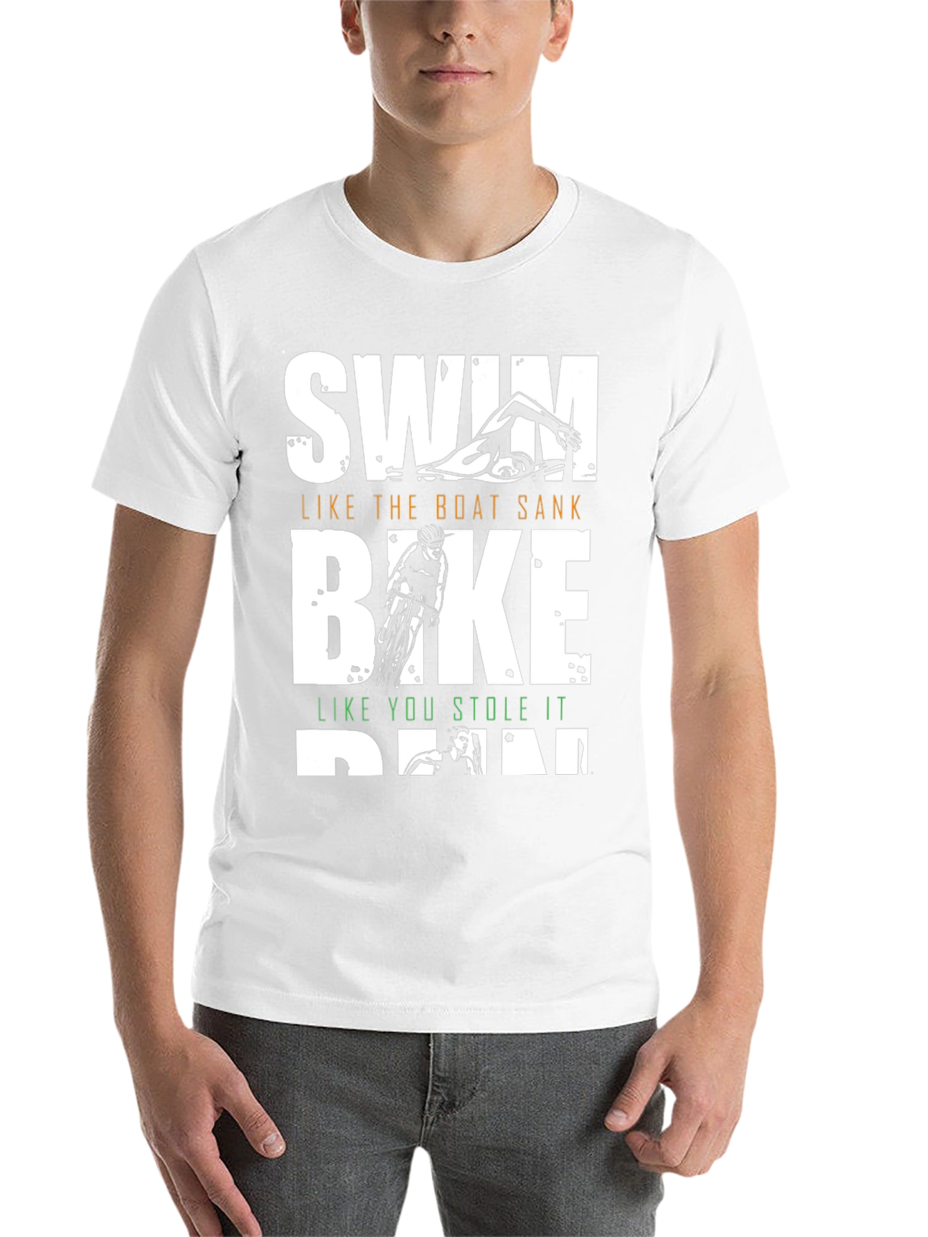 Black Triathlon T-Shirt: Swim, Bike, Run view 14