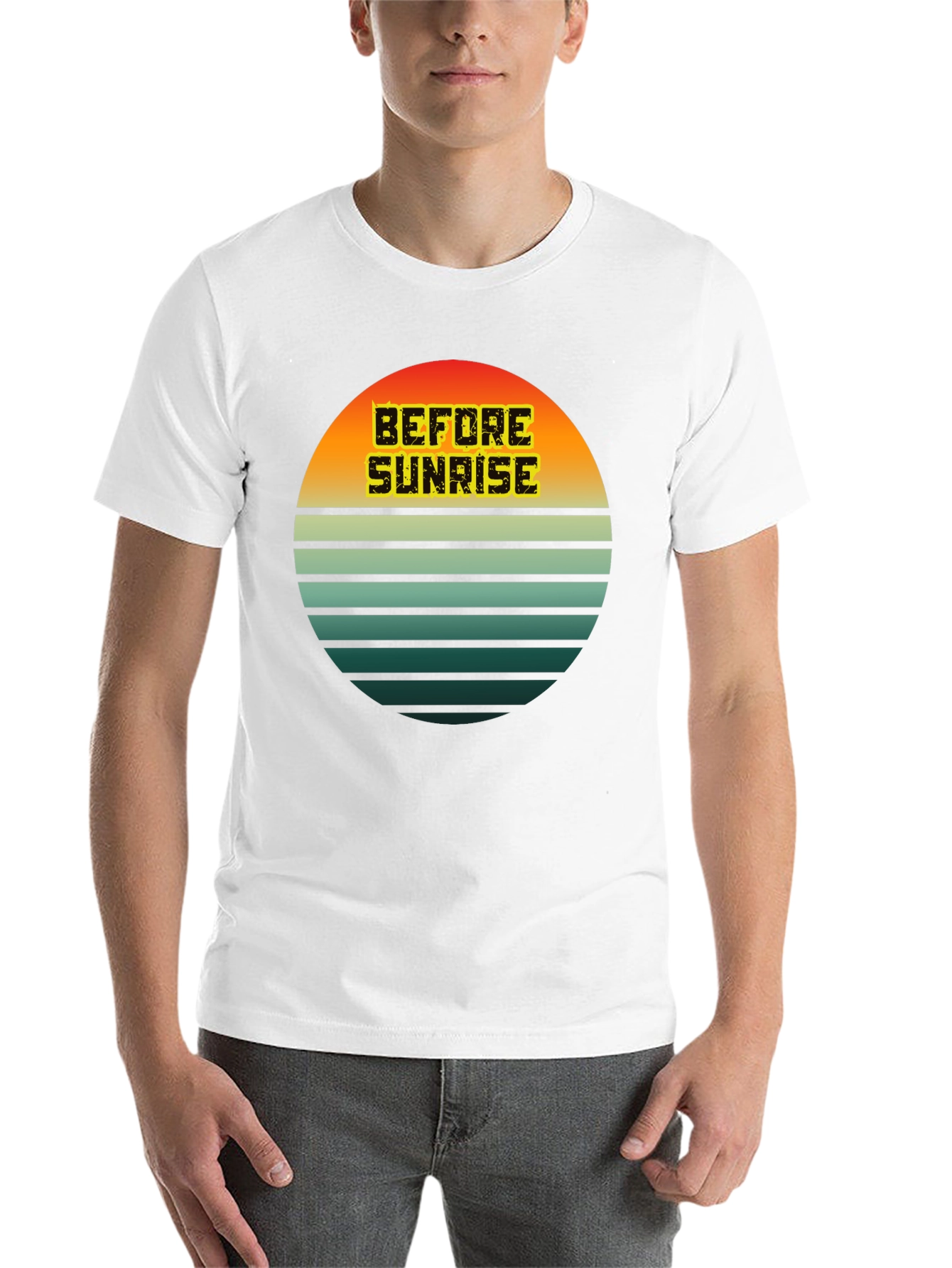 Black Retro Sunset 'Before Sunrise' Graphic Tee - Unisex view 14