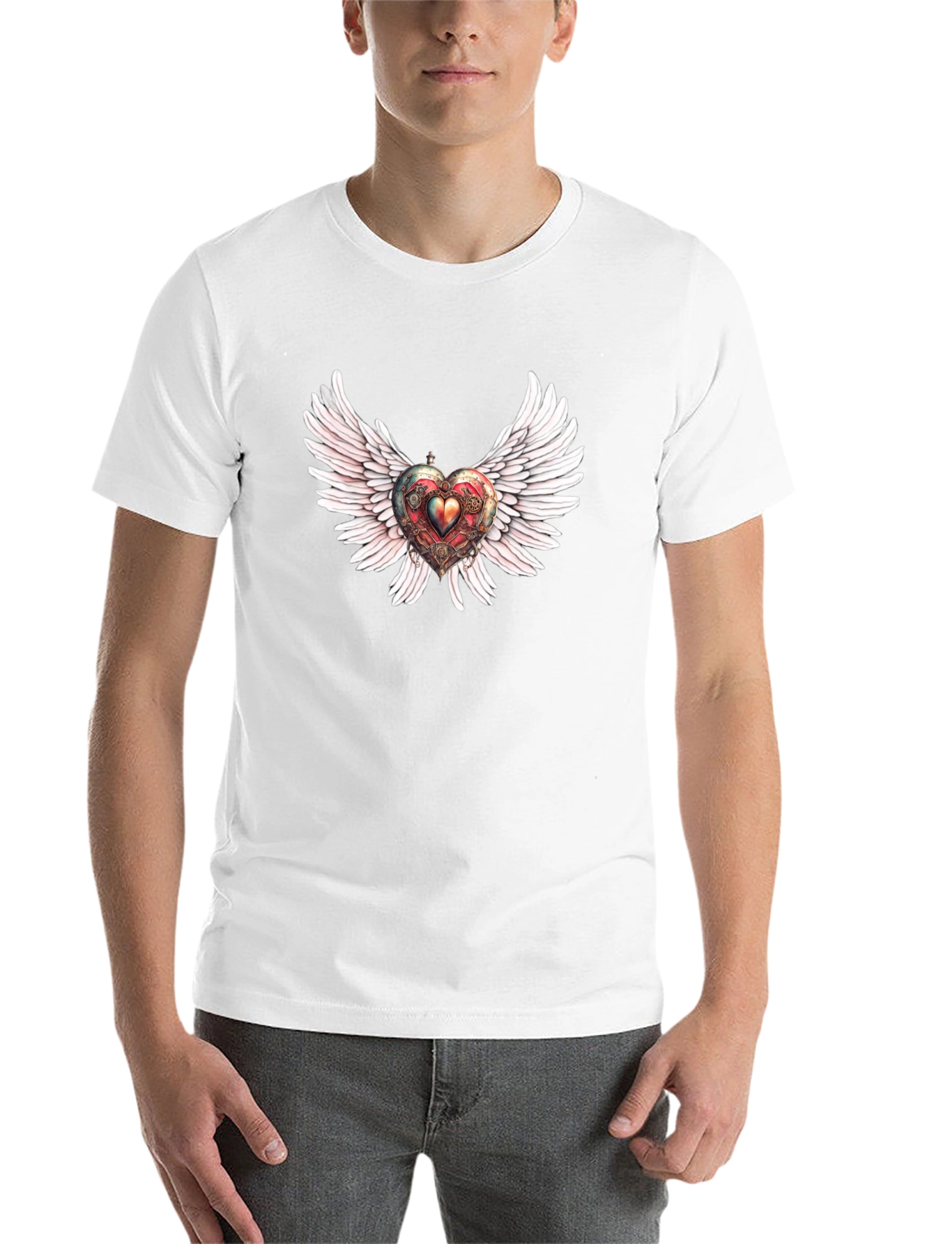 Black Winged Steampunk Heart Graphic Tee view 14