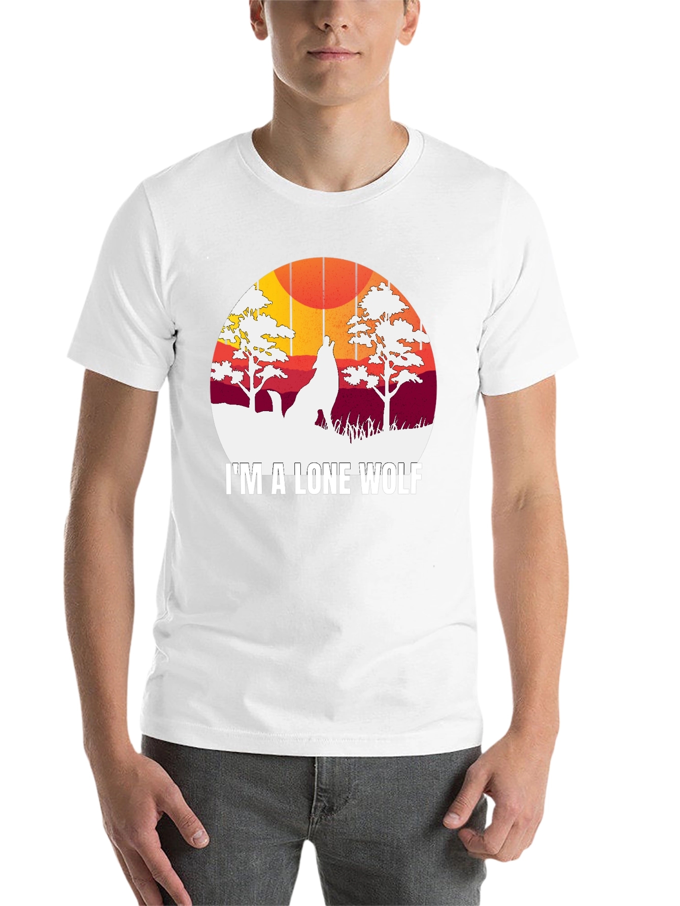 Black Lone Wolf Graphic Tee - Men's Black T-Shirt view 14