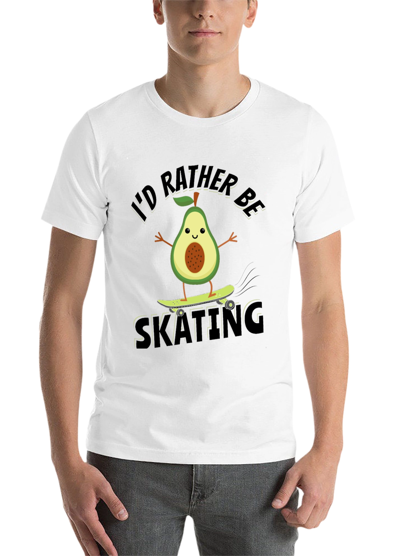 Black I'd Rather Be Skating Avocado Graphic Tee view 14