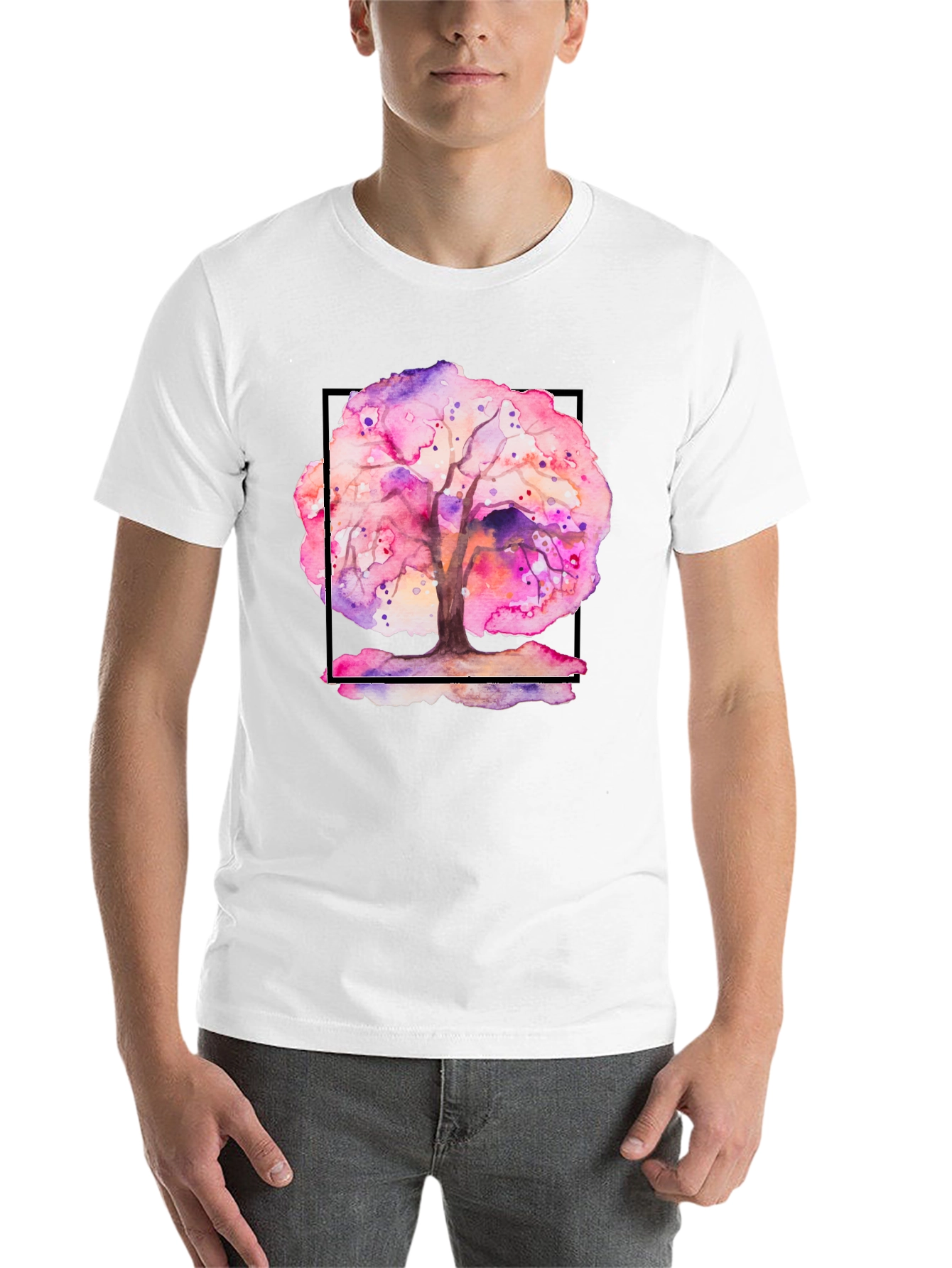 Black Watercolor Tree Graphic Black T-Shirt view 14