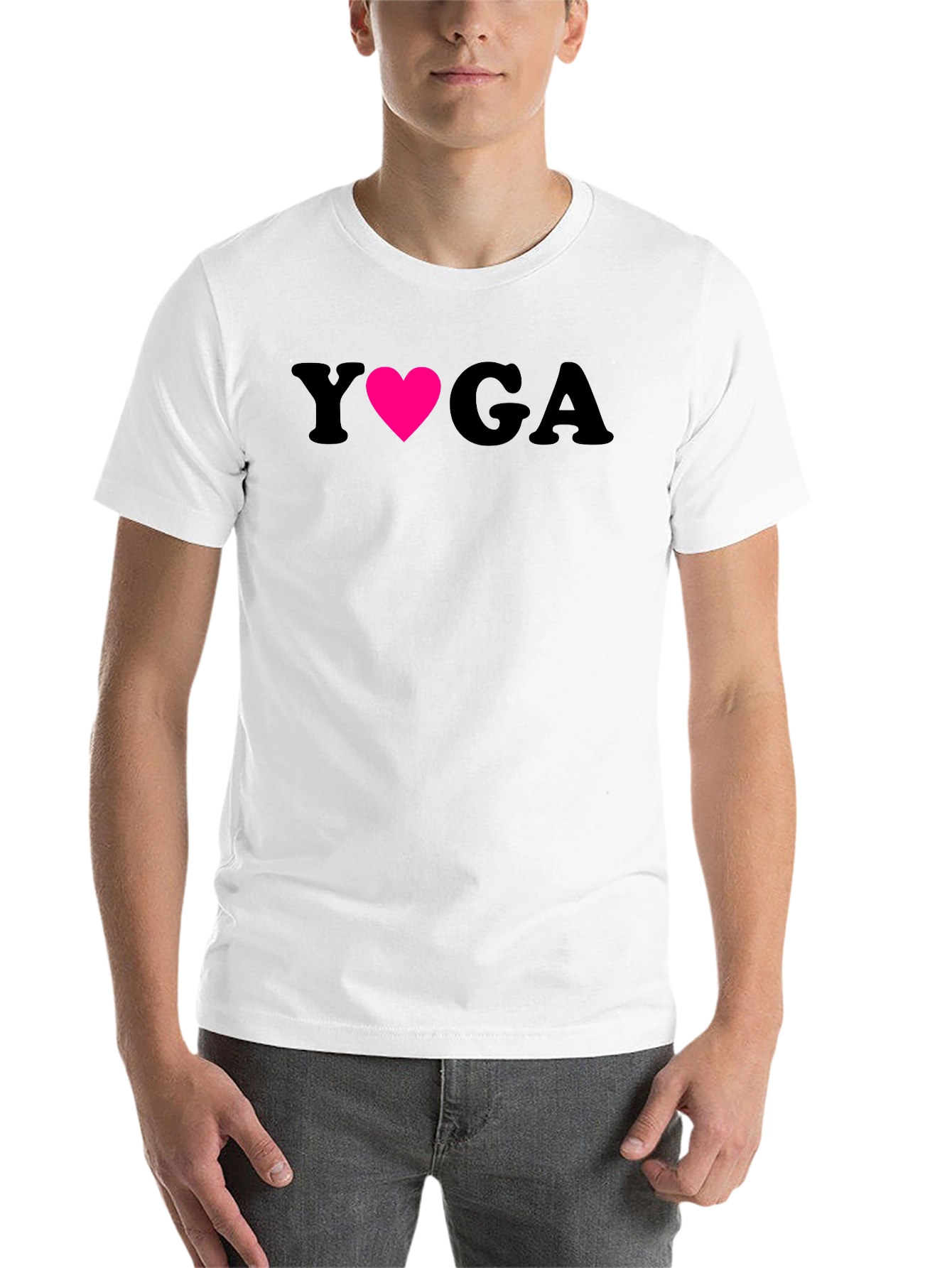 Black Yoga Heart Graphic Tee - Soft Cotton Blend Shirt view 14
