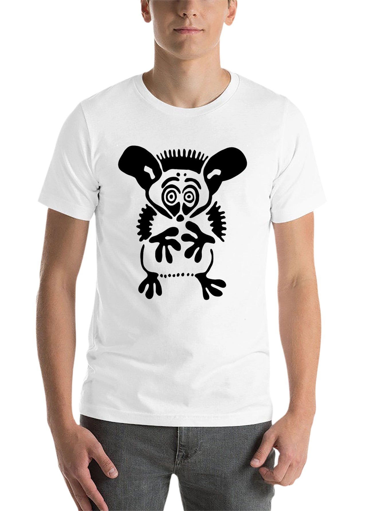 Black Unique Graphic Tee - Abstract Creature Design view 14