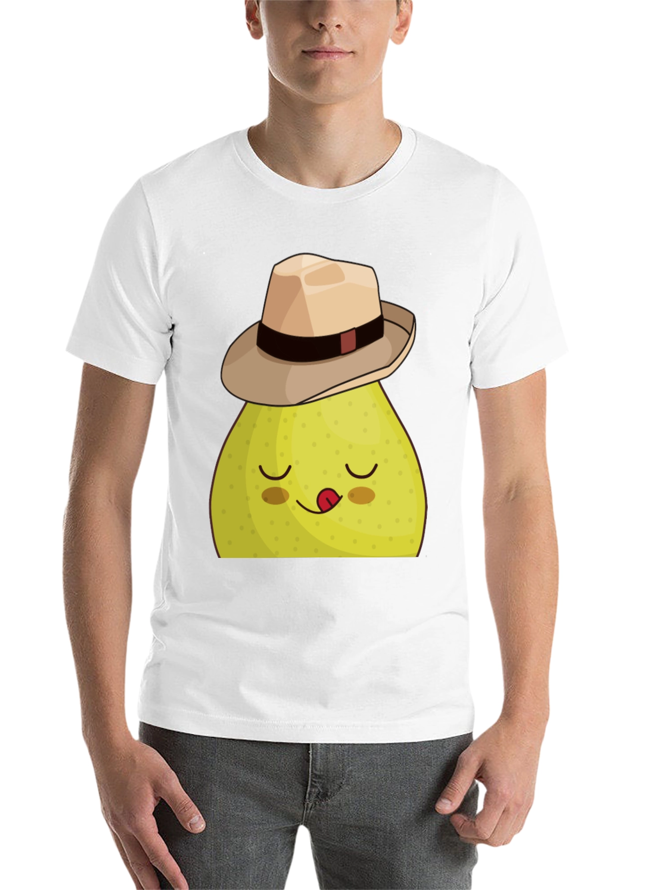 Black Funny Pear with Hat Graphic Tee - Black view 14