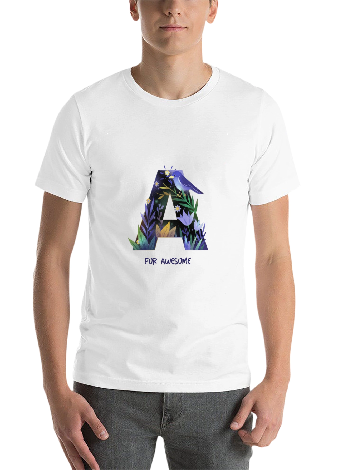 Black Awesome Letter A Graphic T-Shirt view 14