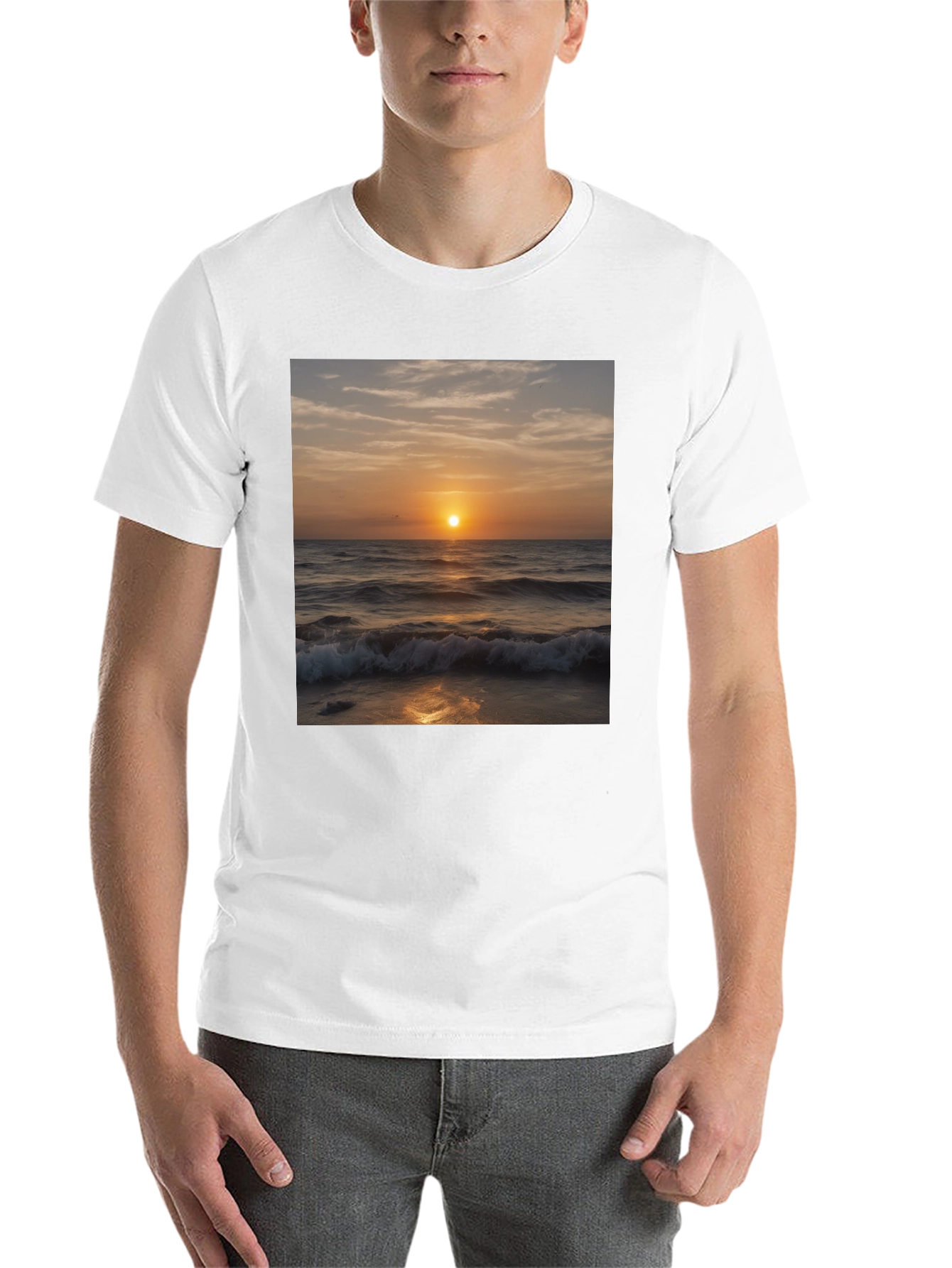Black Sunset Waves Black T-Shirt view 14