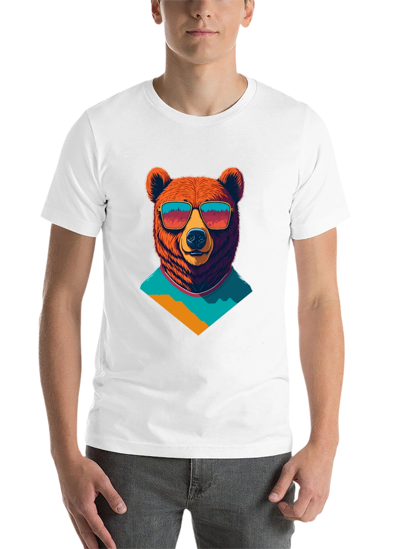 Black Cool Bear Graphic Tee - Black Cotton T-Shirt view 14