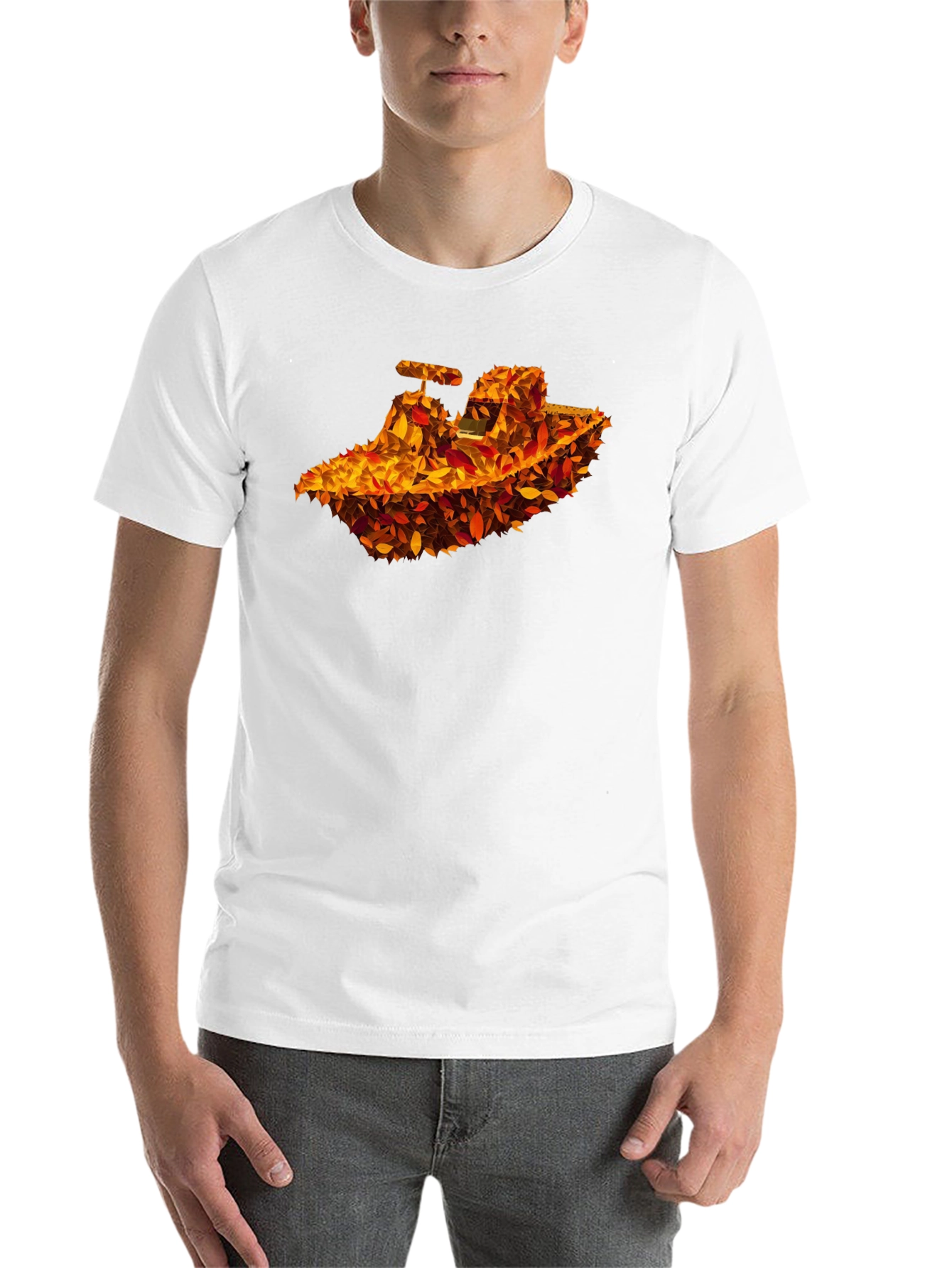Black Autumn Leaves Tractor Graphic T-Shirt view 14