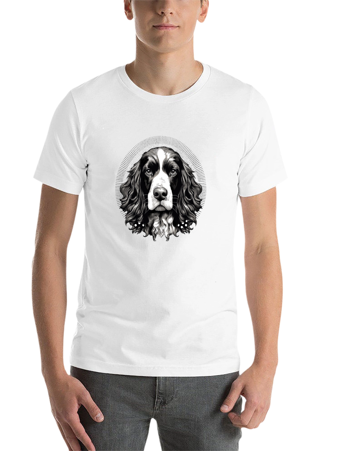 Black Dog Portrait Black T-Shirt - Men's Graphic Tee view 14