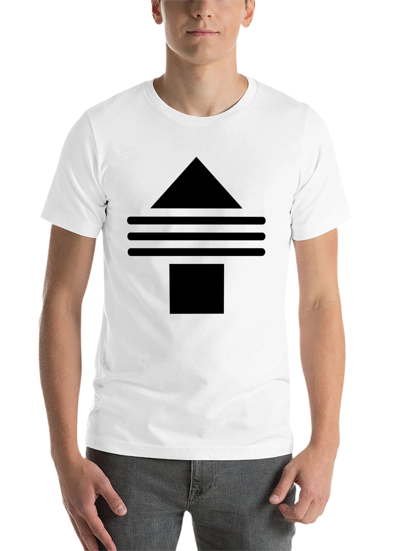 Black Geometric Arrow Graphic Tee - Modern Casual Style view 14