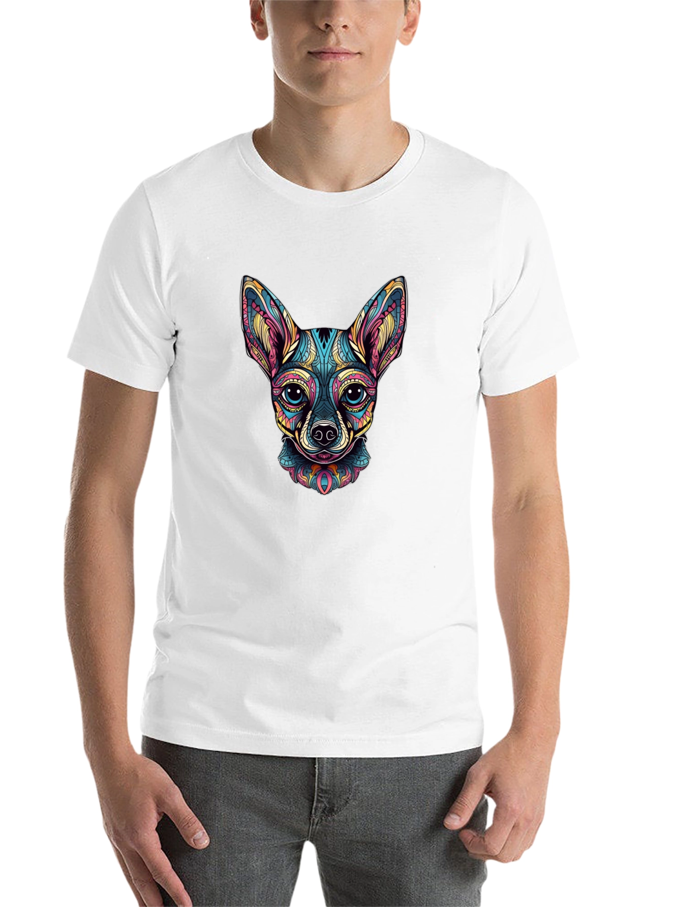 Black Chihuahua Dog Art Graphic Print Black T-Shirt view 14