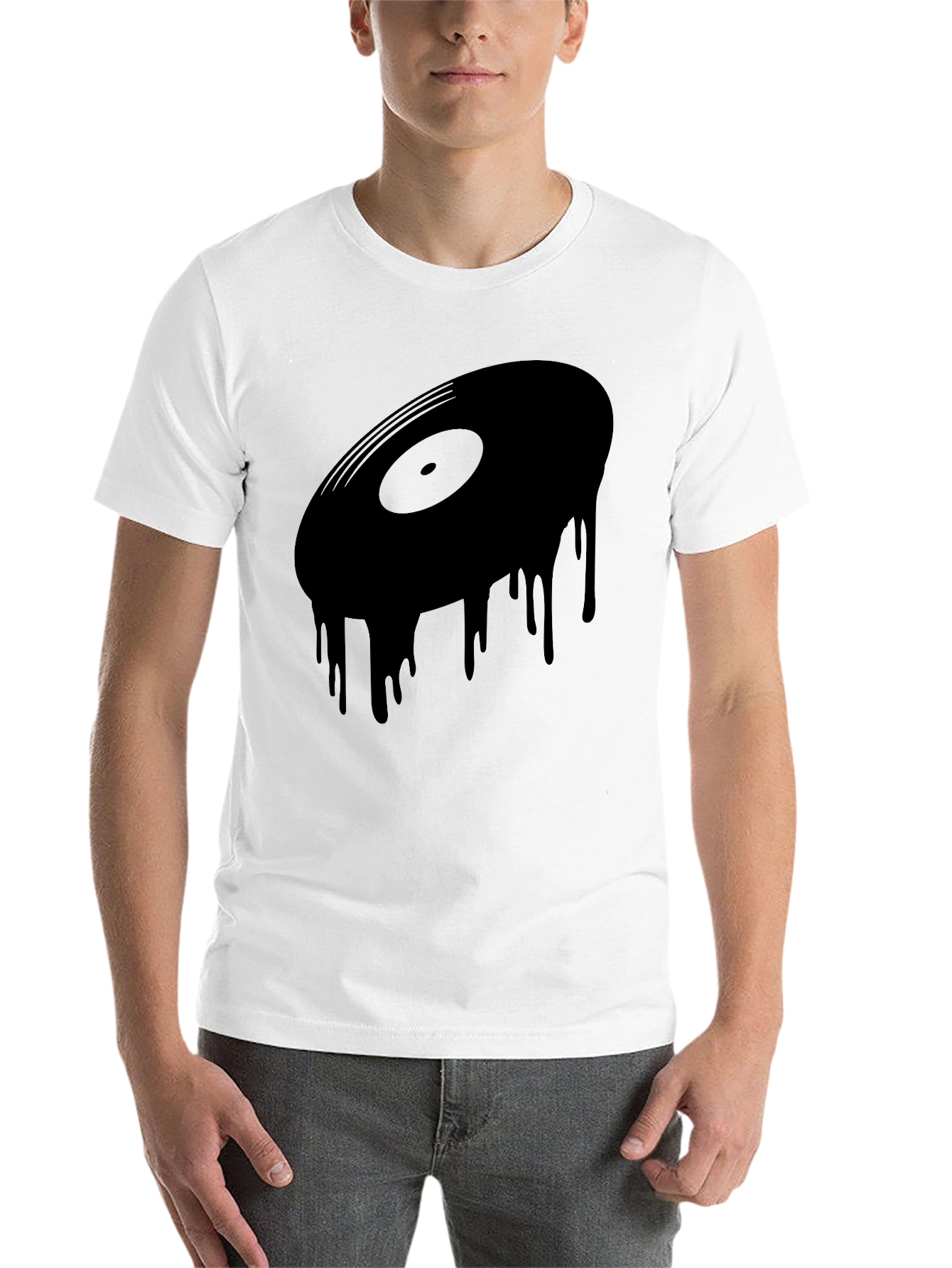 Black Dripping Vinyl Record Graphic Tee - Black view 14