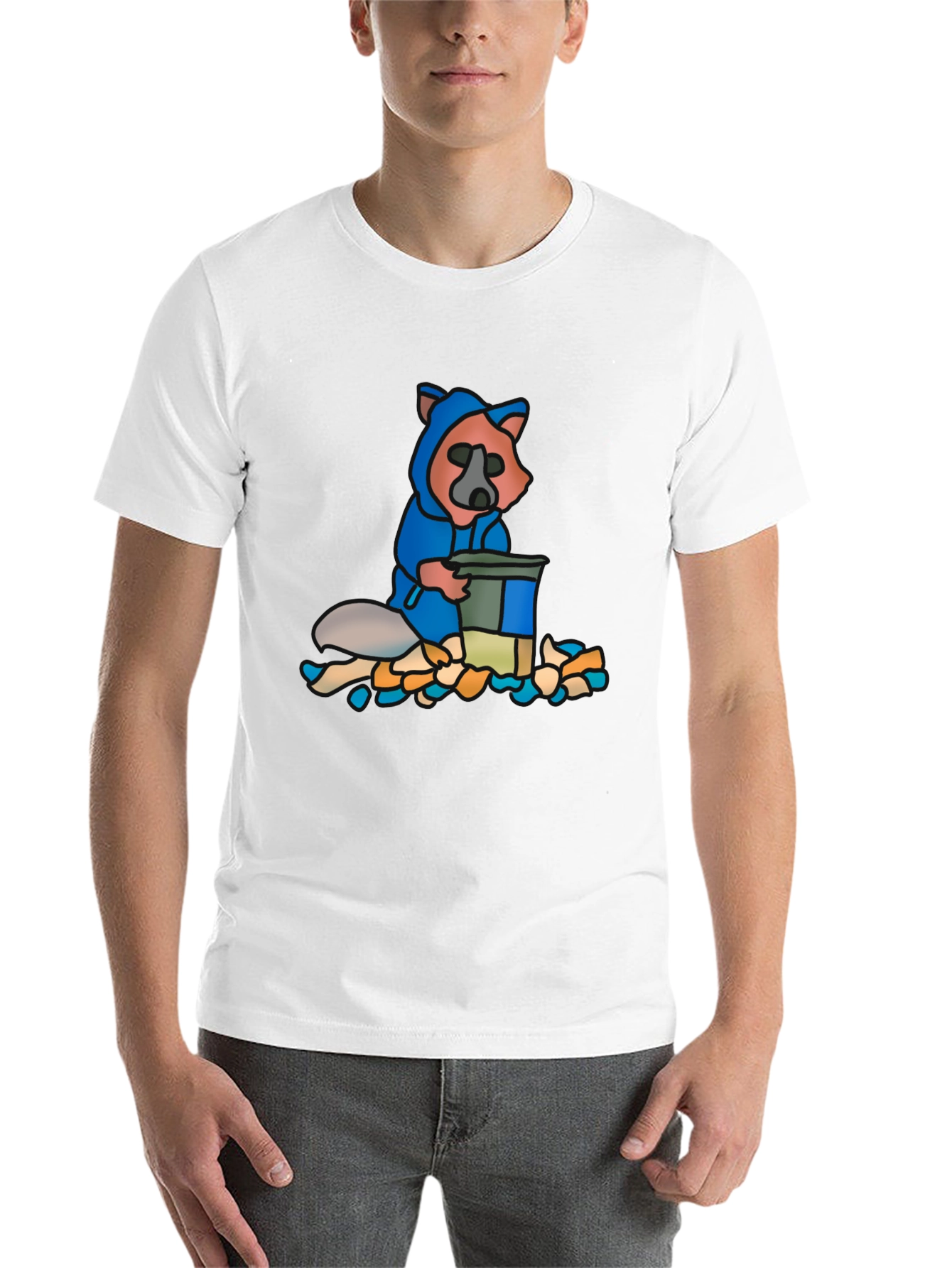 Black Raccoon Hoodie T-Shirt - Cartoon Graphic view 14
