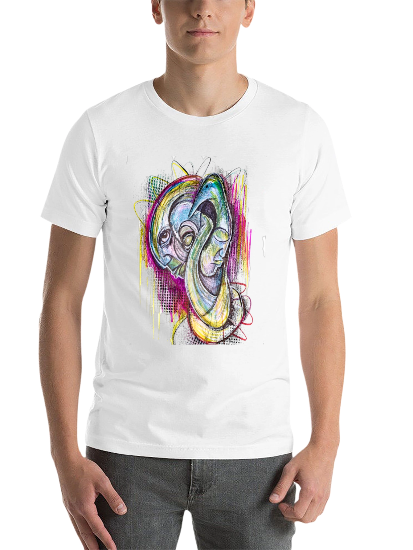 Black Abstract Art Print Black T-Shirt view 14