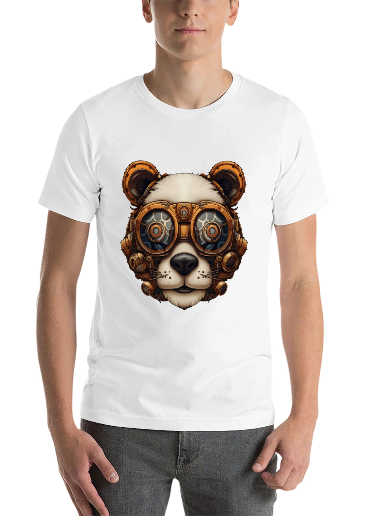 Black Steampunk Panda Graphic T-Shirt view 14
