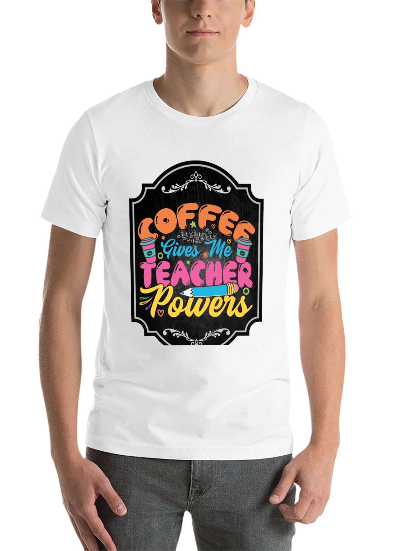 Black Coffee Gives Me Teacher Powers Graphic Tee view 14