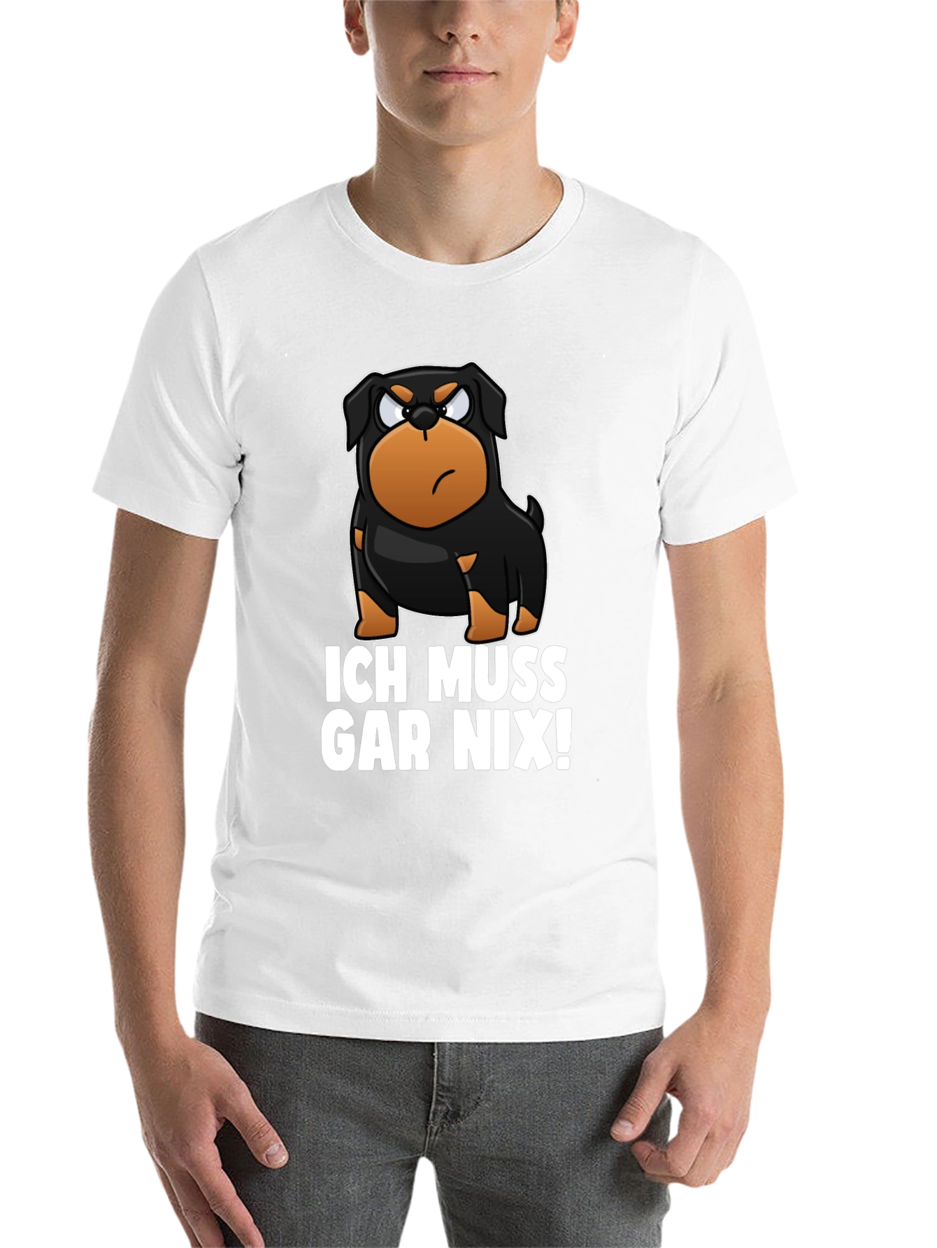 Black Ich Muss Gar Nix! Rottweiler Graphic T-Shirt view 14