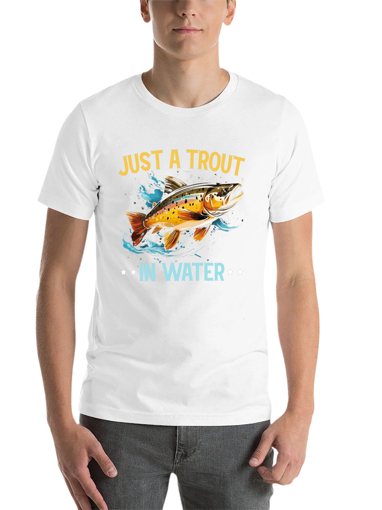Black Just a Trout in Water Graphic T-Shirt view 14