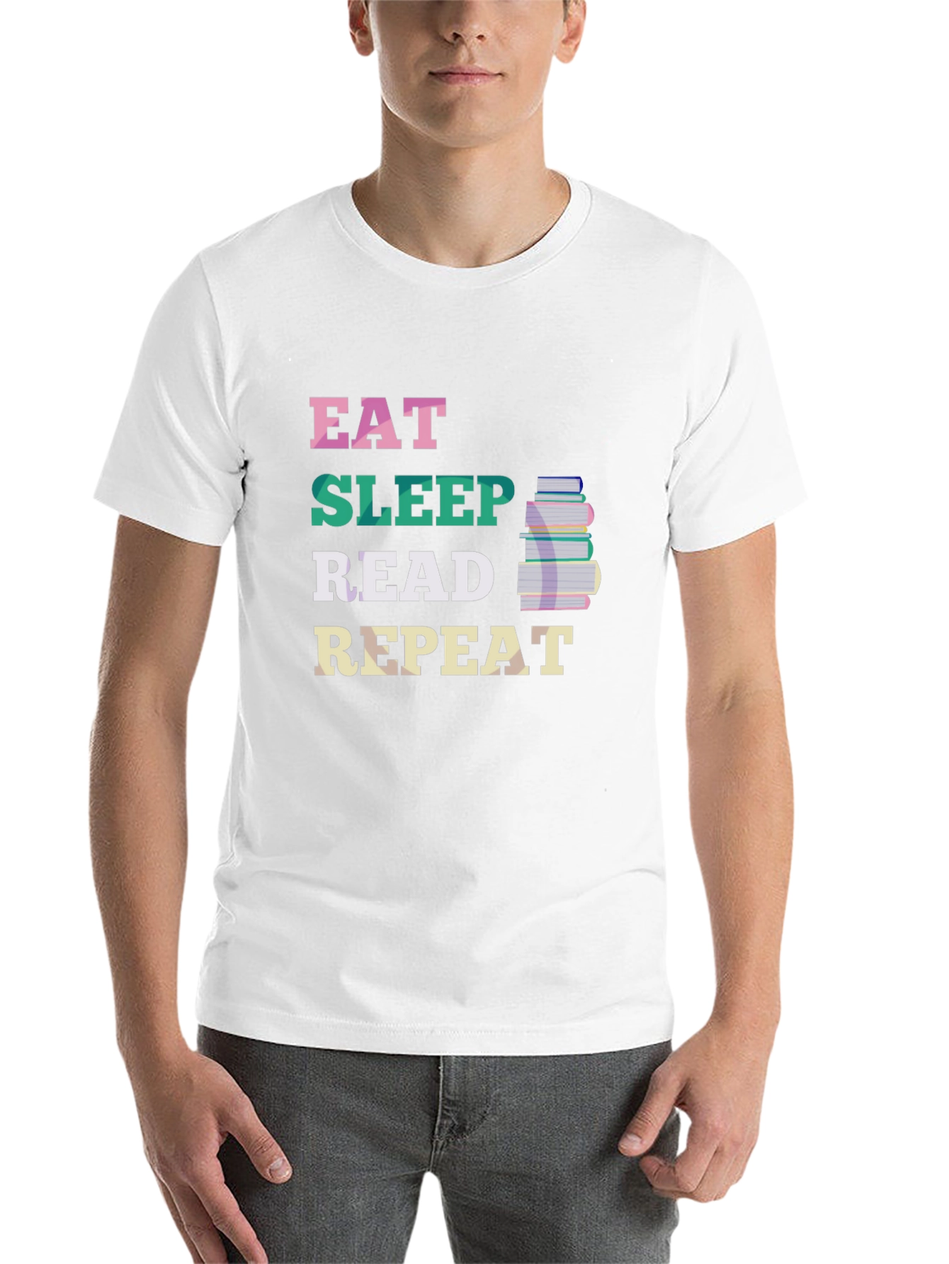 Black Eat Sleep Read Repeat T-Shirt - Book Lover Tee view 14