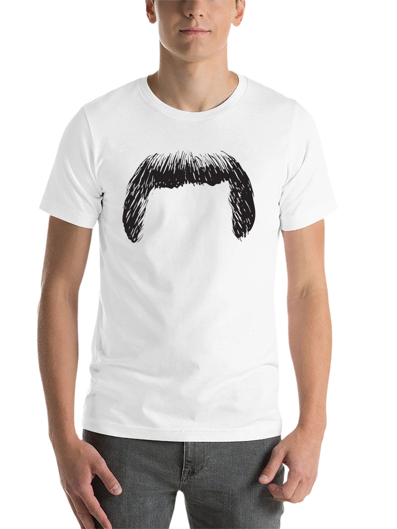 Black Funny Moustache Graphic Black T-Shirt view 14