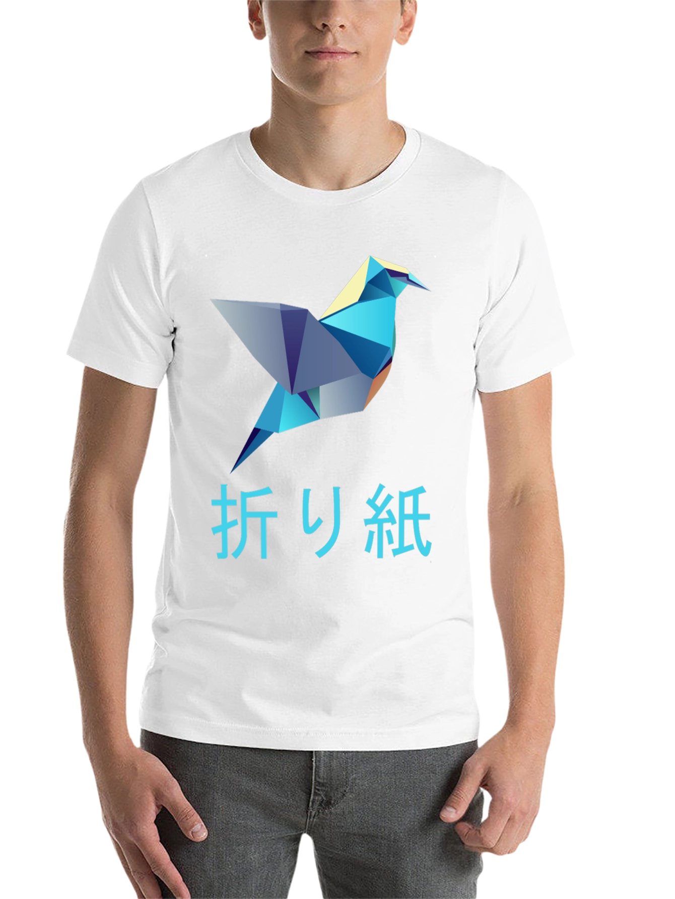 Black Origami Bird Graphic T-Shirt - Stylish Men's Tee view 14